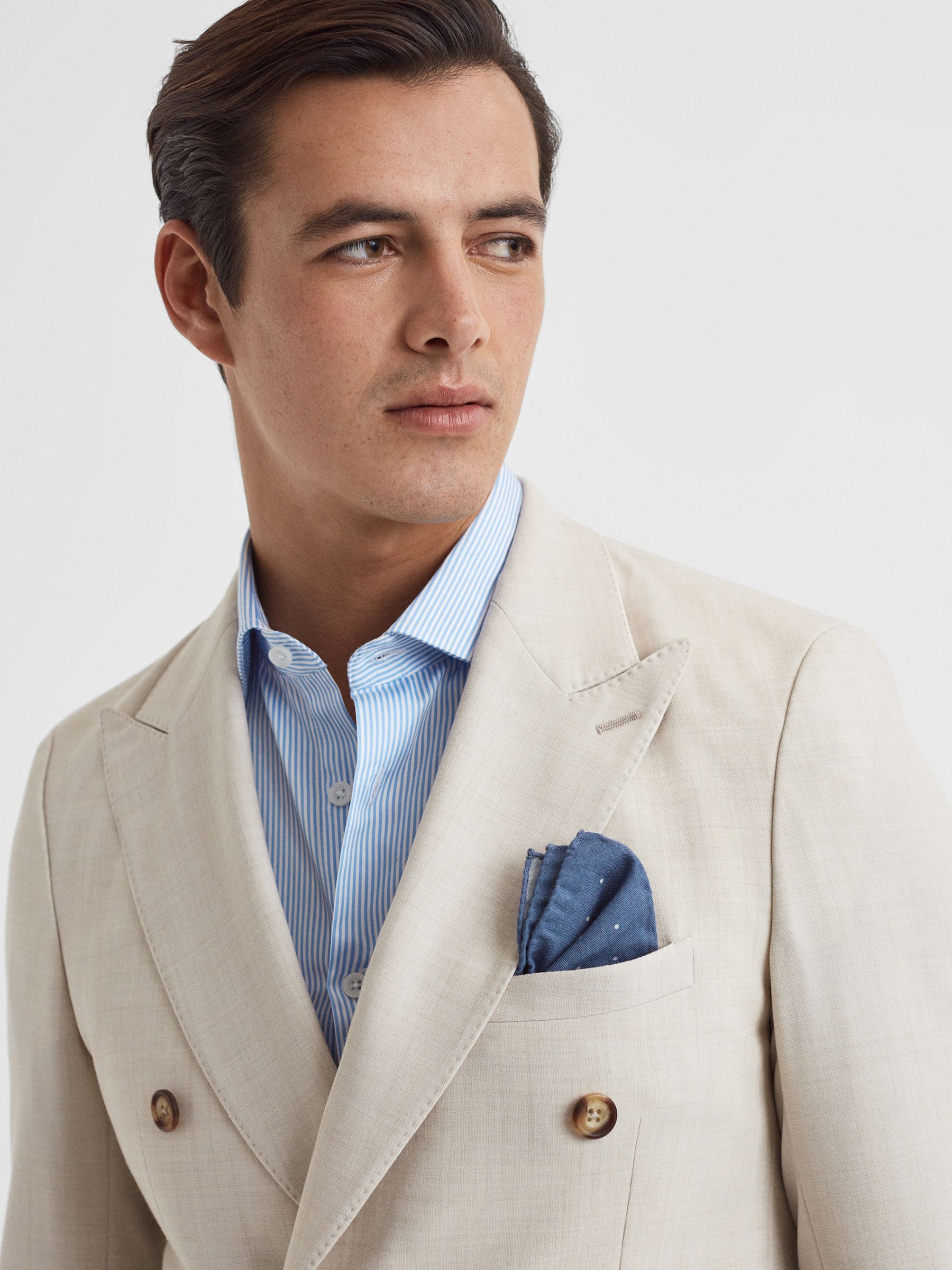 Cotton-Wool Polka Dot Pocket Square in Airforce Blue - Image 2 of 5