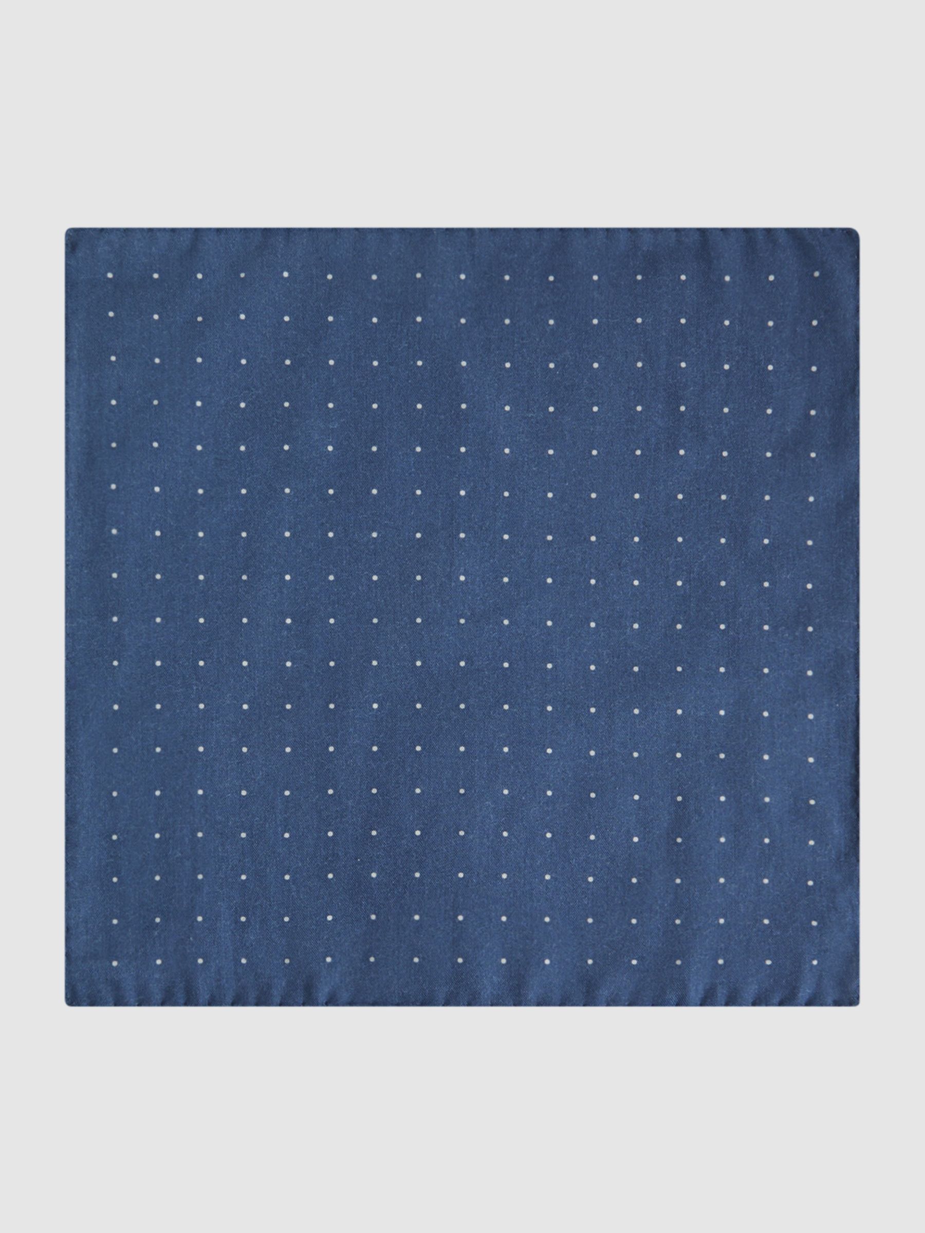 Cotton-Wool Polka Dot Pocket Square in Airforce Blue - Image 3 of 5