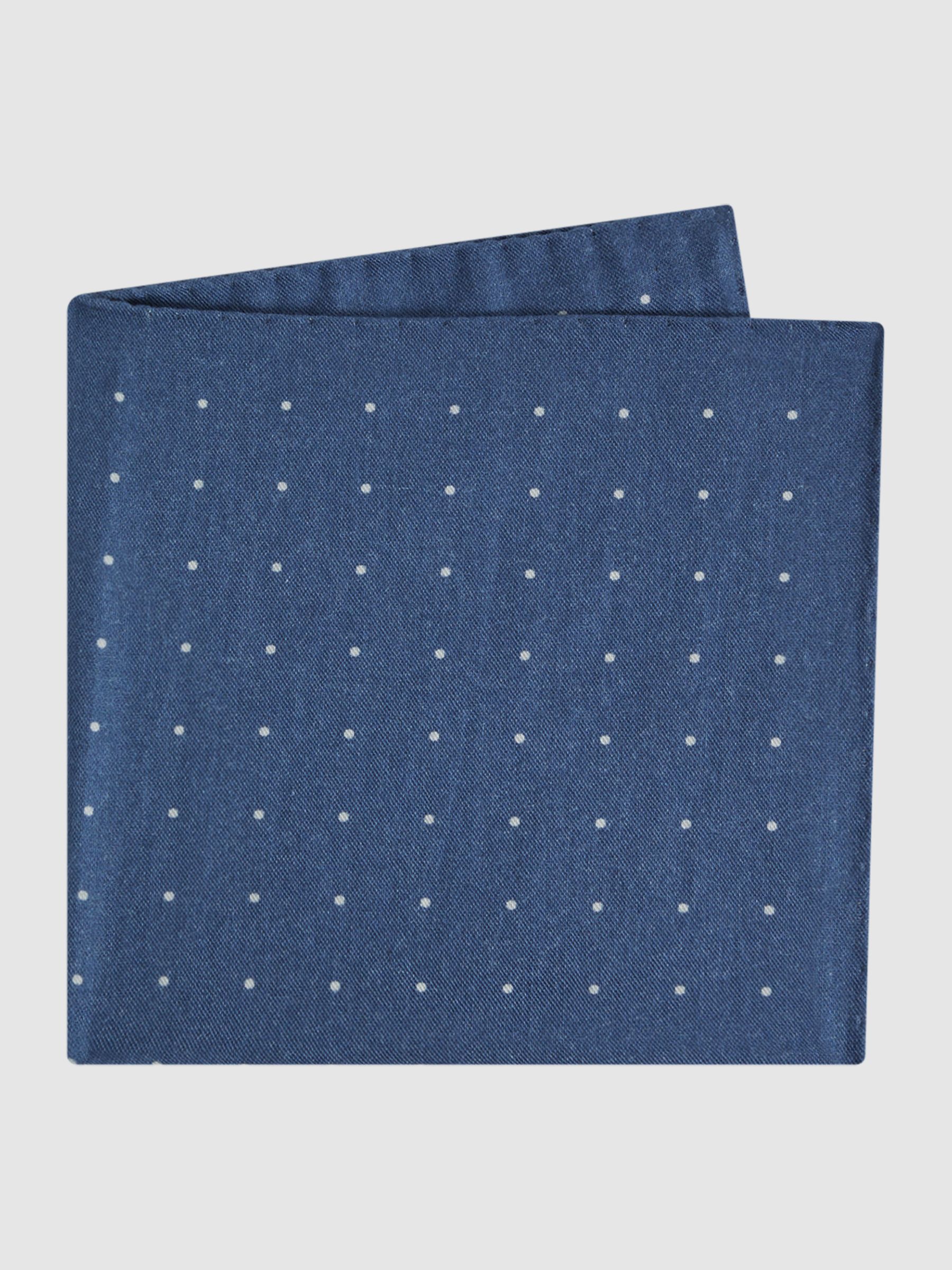 Cotton-Wool Polka Dot Pocket Square in Airforce Blue - Image 4 of 5