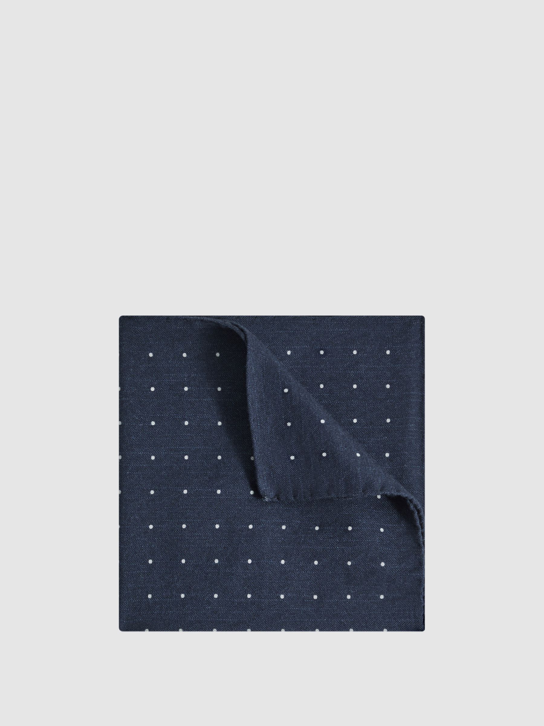 Cotton-Wool Polka Dot Pocket Square in Navy - Image 1 of 5