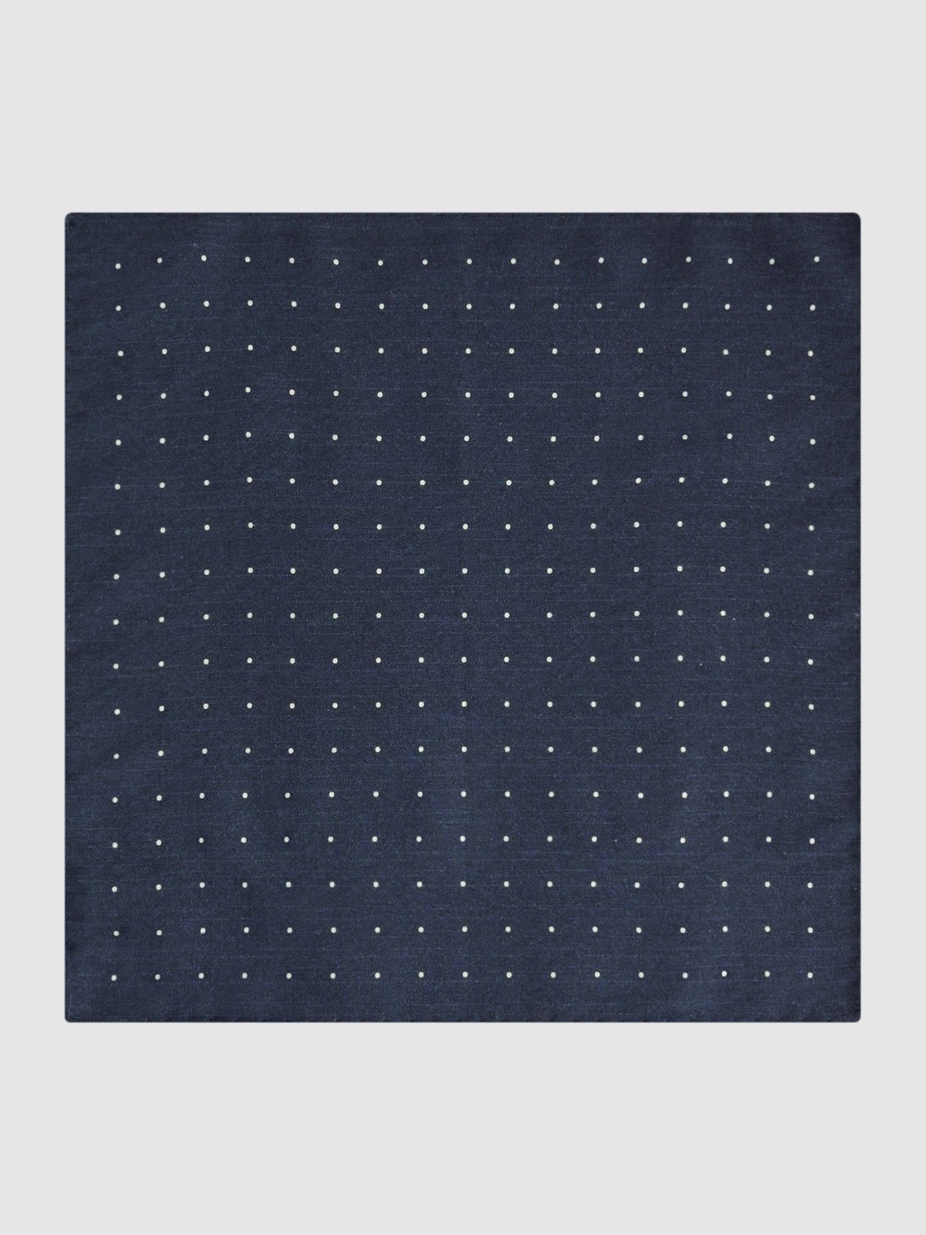 Cotton-Wool Polka Dot Pocket Square in Navy - Image 3 of 5