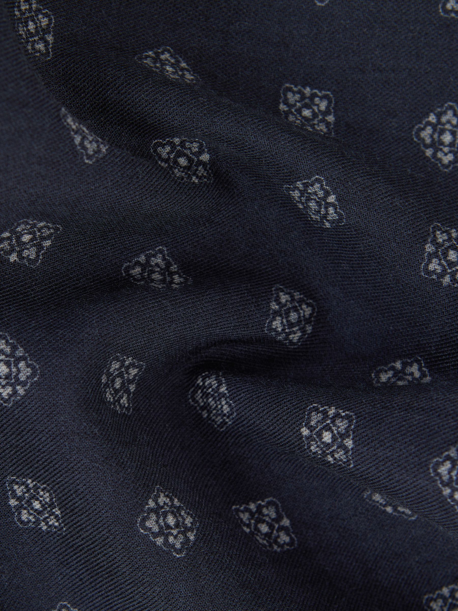 Reversible Wool Cotton Pocket Square in Navy - Image 5 of 5