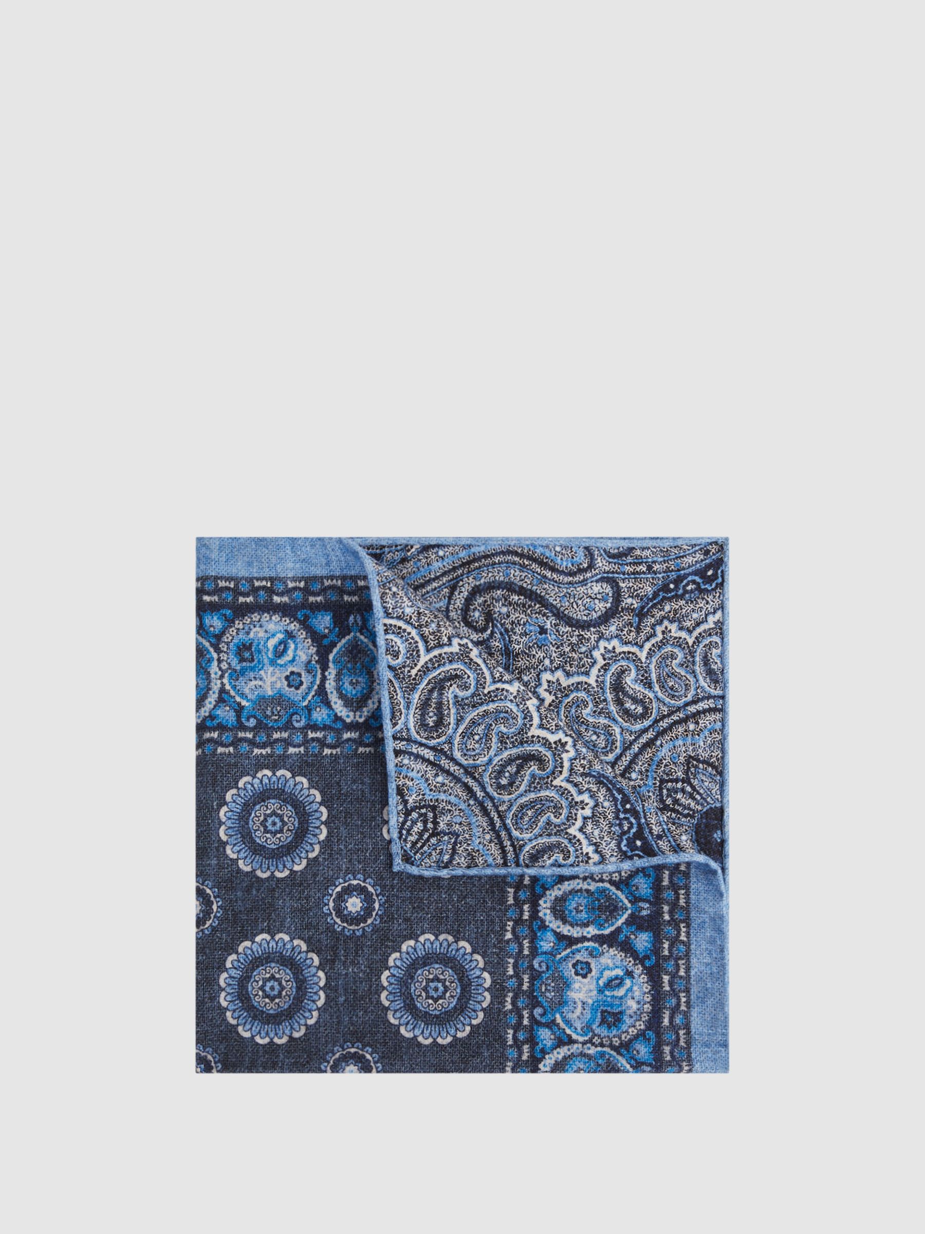 Reversible Cotton Pocket Square in Indigo - Image 1 of 5