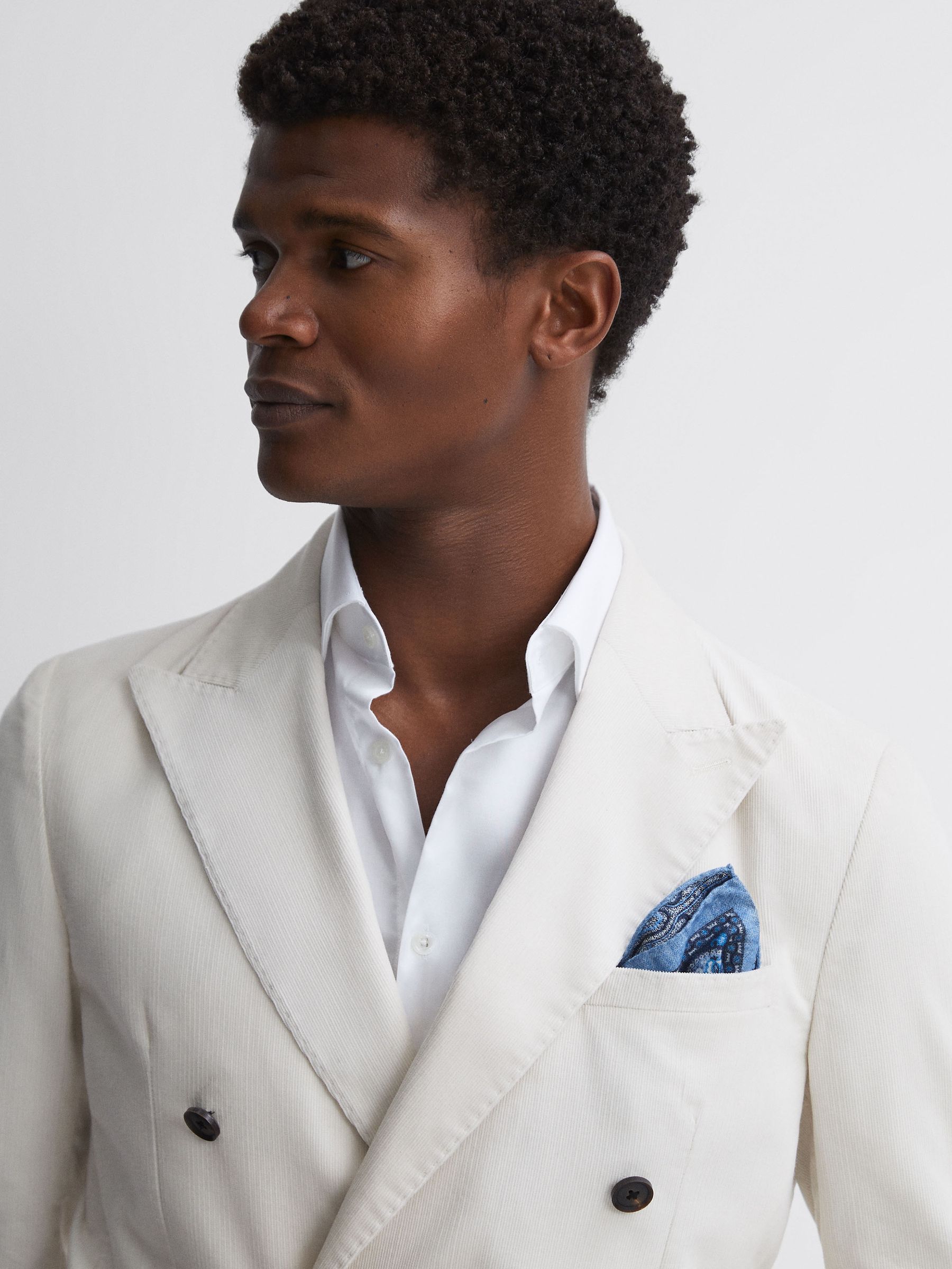 Reversible Cotton Pocket Square in Indigo - Image 2 of 5