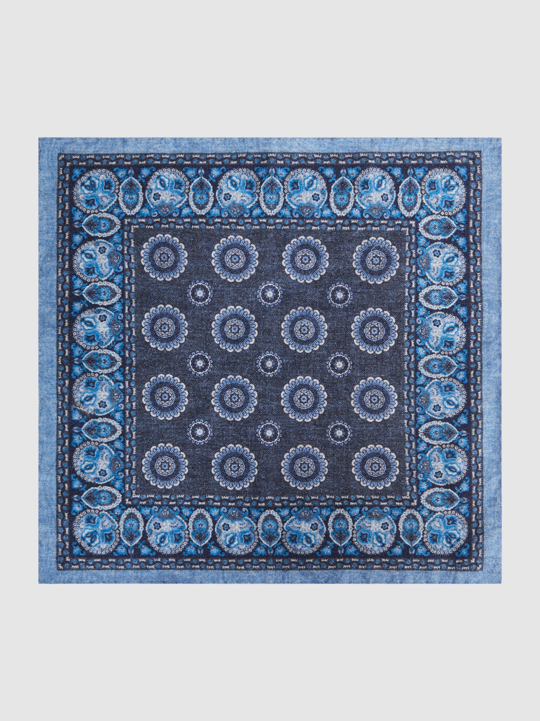 Reversible Cotton Pocket Square in Indigo - Image 3 of 5