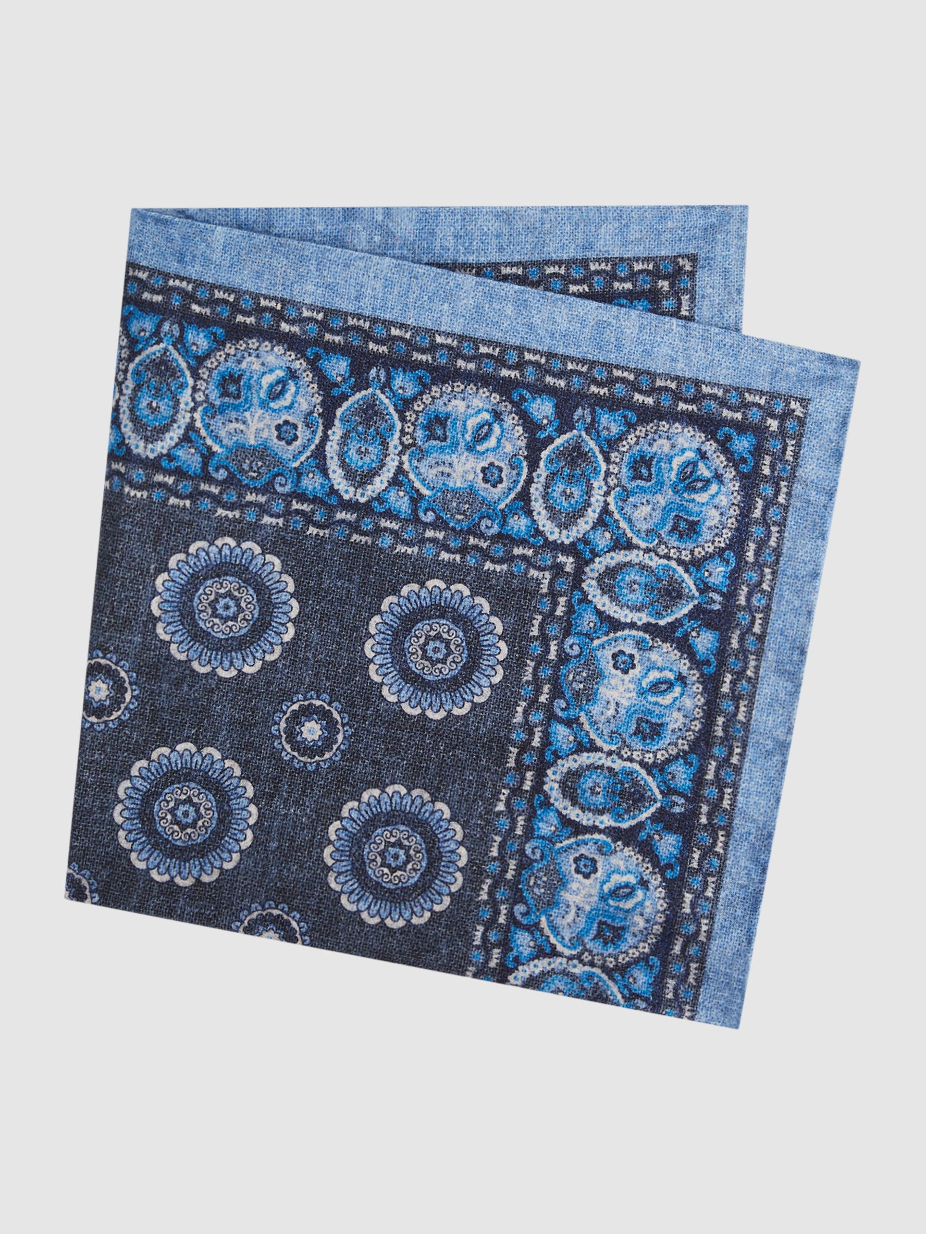 Reversible Cotton Pocket Square in Indigo - Image 4 of 5