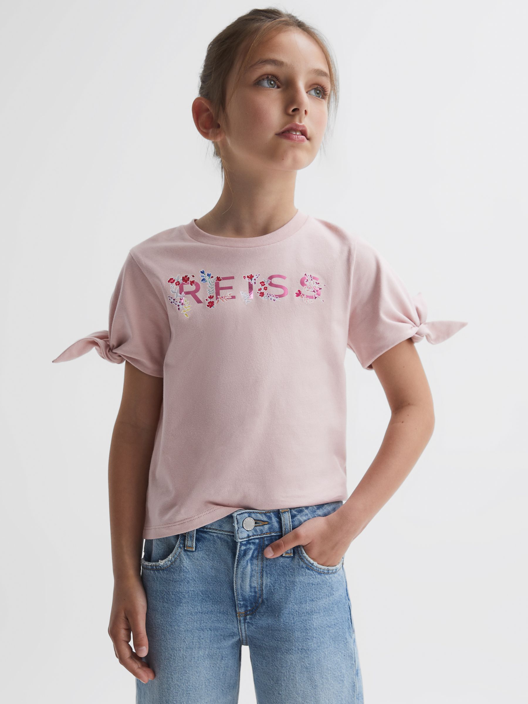 Senior Printed Cotton T-Shirt in Pale Pink - Image 3 of 5