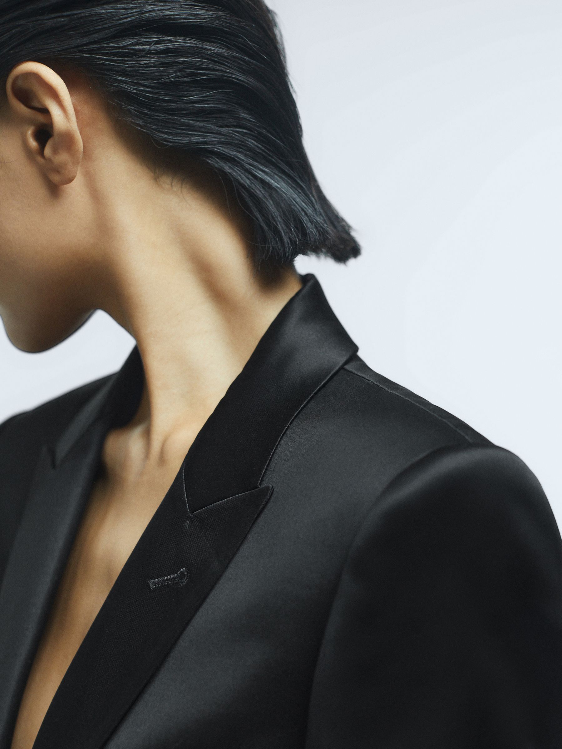 Satin Single Breasted Blazer in Black - Image 5 of 8
