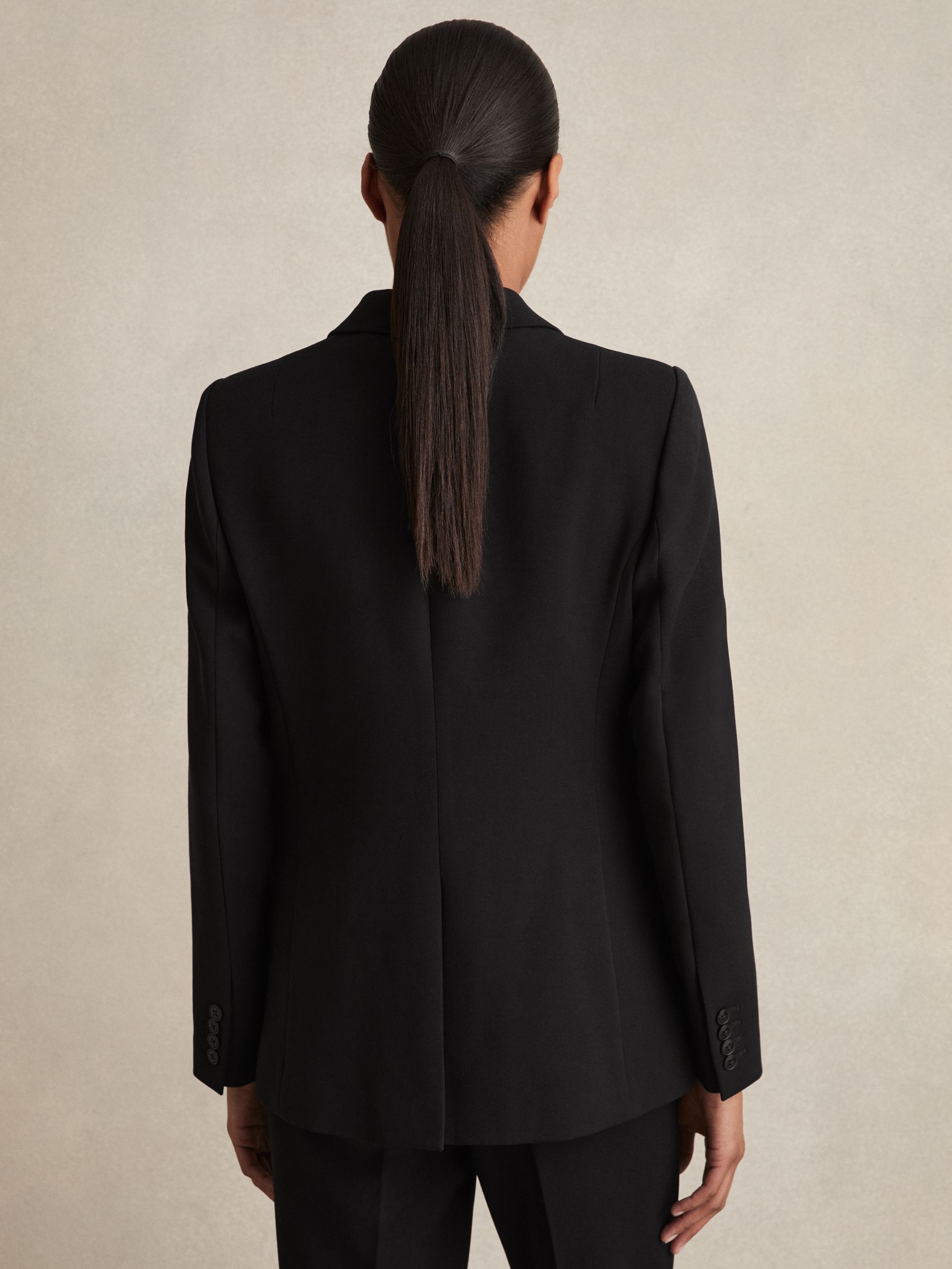 Tailored Single Breasted Suit Blazer in Black - Image 5 of 7