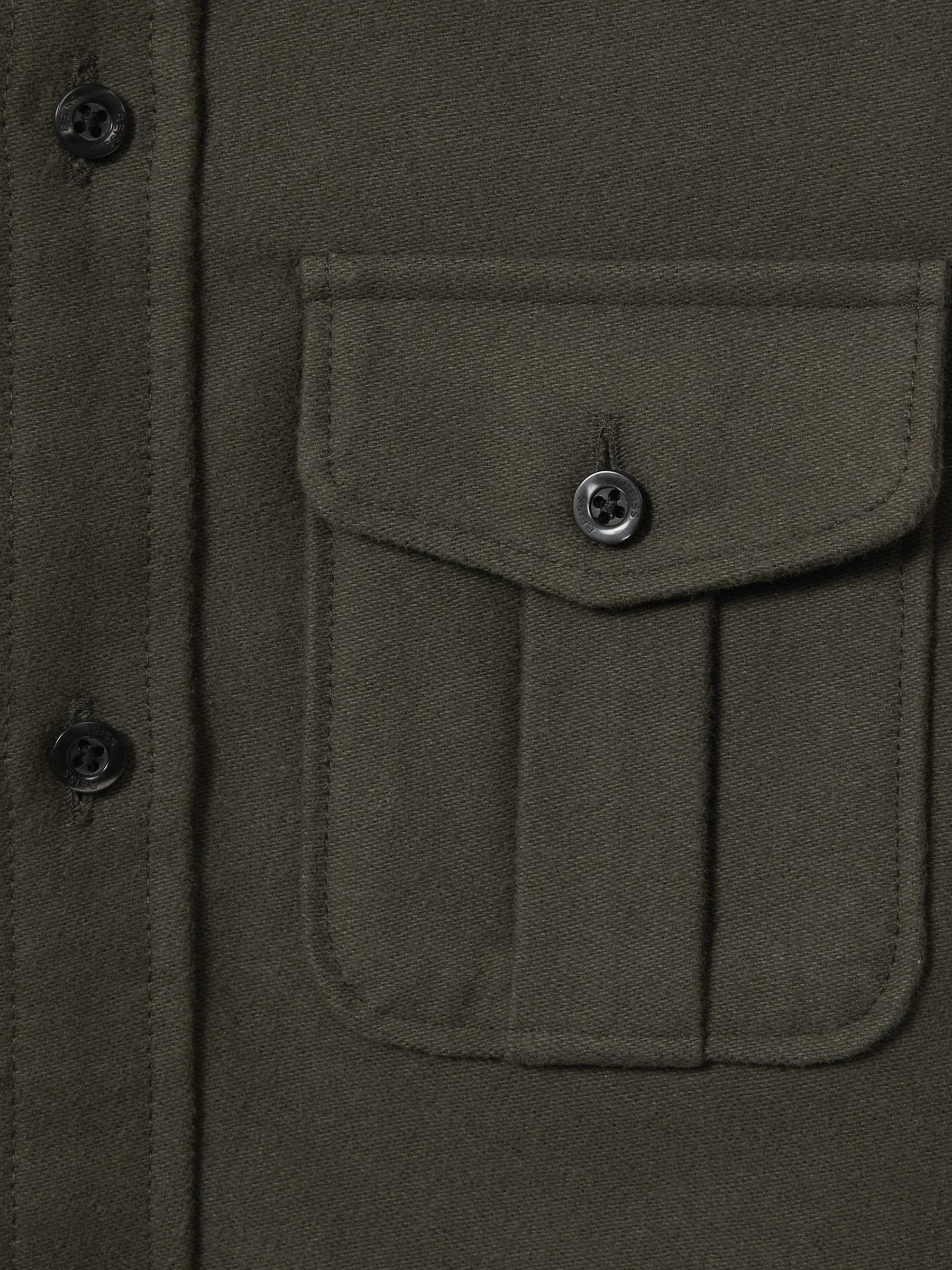 Senior Brushed Cotton Patch Pocket Overshirt in Pine Green - Image 6 of 6