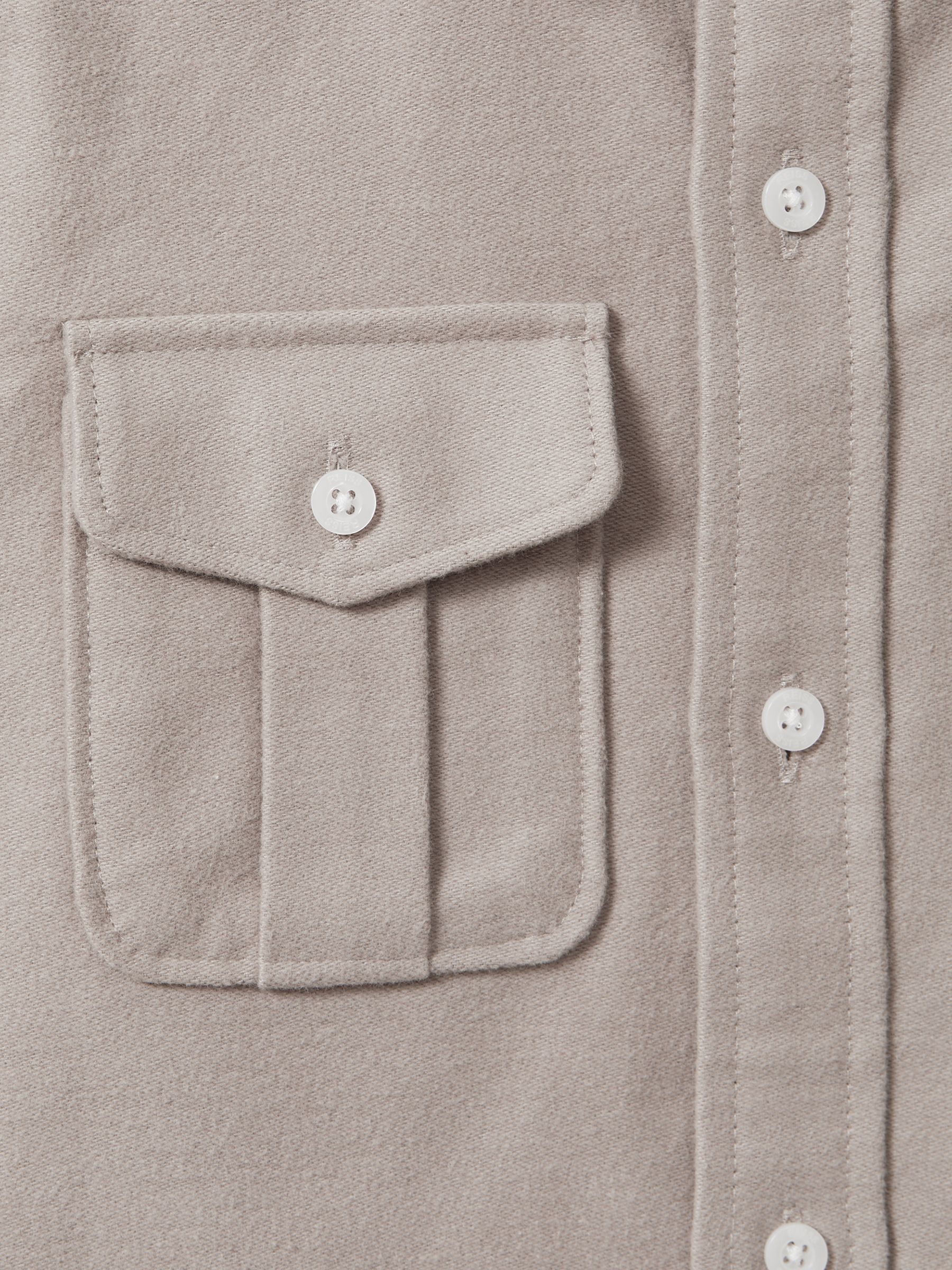 Senior Brushed Cotton Patch Pocket Overshirt in Oatmeal Melange - Image 6 of 6