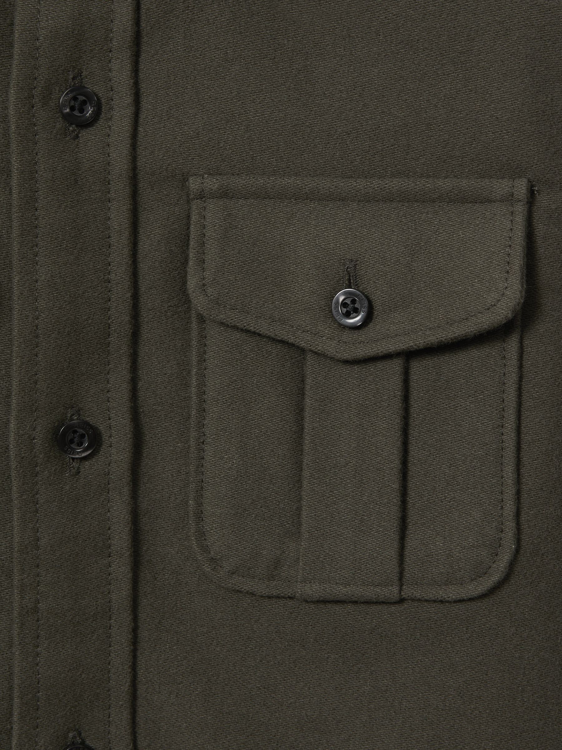 Junior Brushed Cotton Patch Pocket Overshirt in Pine Green - Image 6 of 6