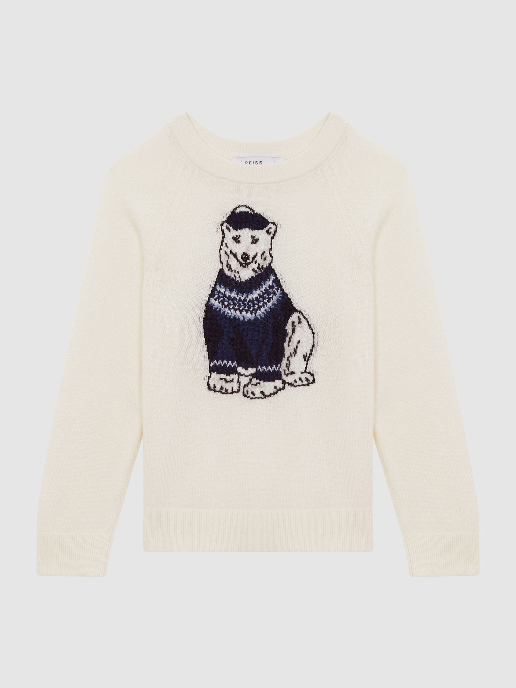 3-9 yrs Slim Fit Motif Crew Neck Jumper in Ecru - Image 2 of 5