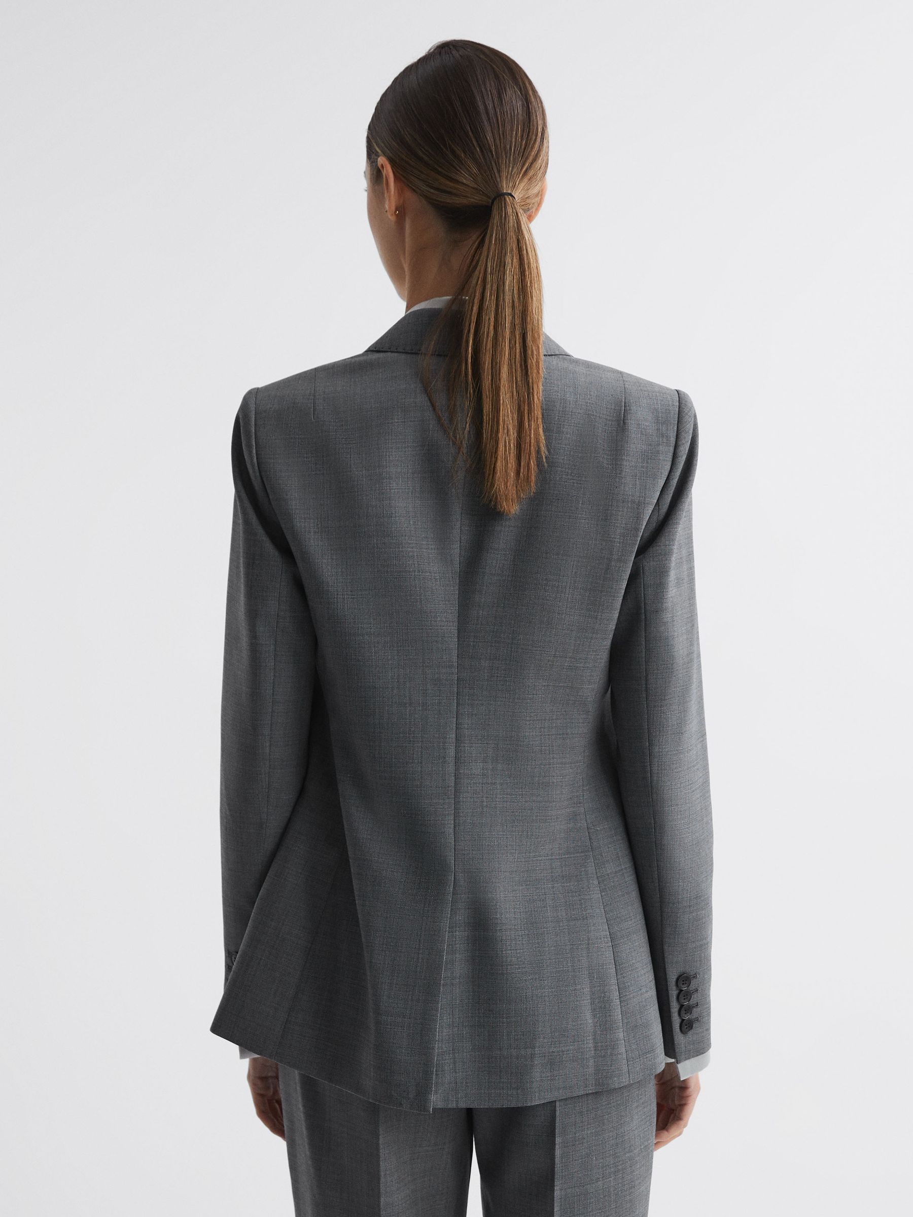 Tailored Fit Wool Blend Single Breasted Suit Blazer in Grey - Image 5 of 5