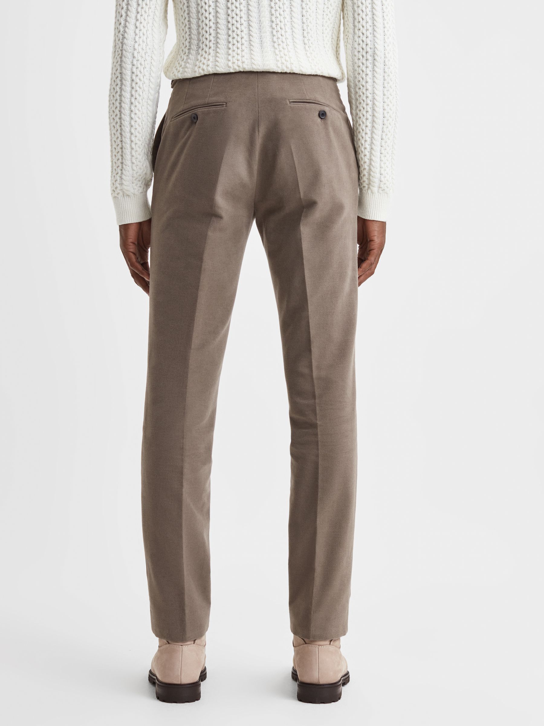 Slim Fit Moleskin Adjuster Trousers in Mushroom - Image 5 of 6