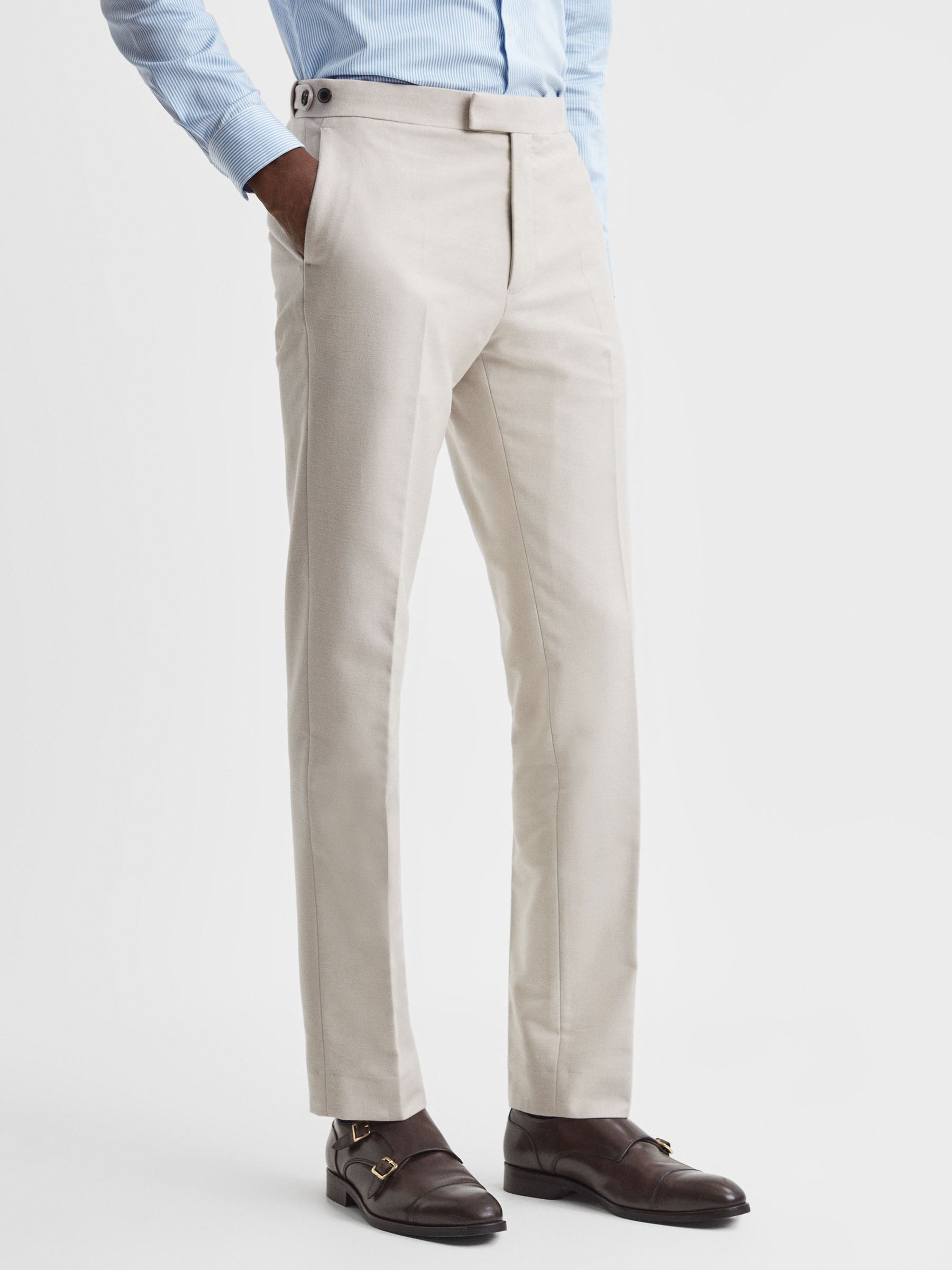 Slim Fit Moleskin Adjuster Trousers in Stone - Image 1 of 1 Slim Fit Moleskin Adjuster Trousers in Stone - Image 1 of 1