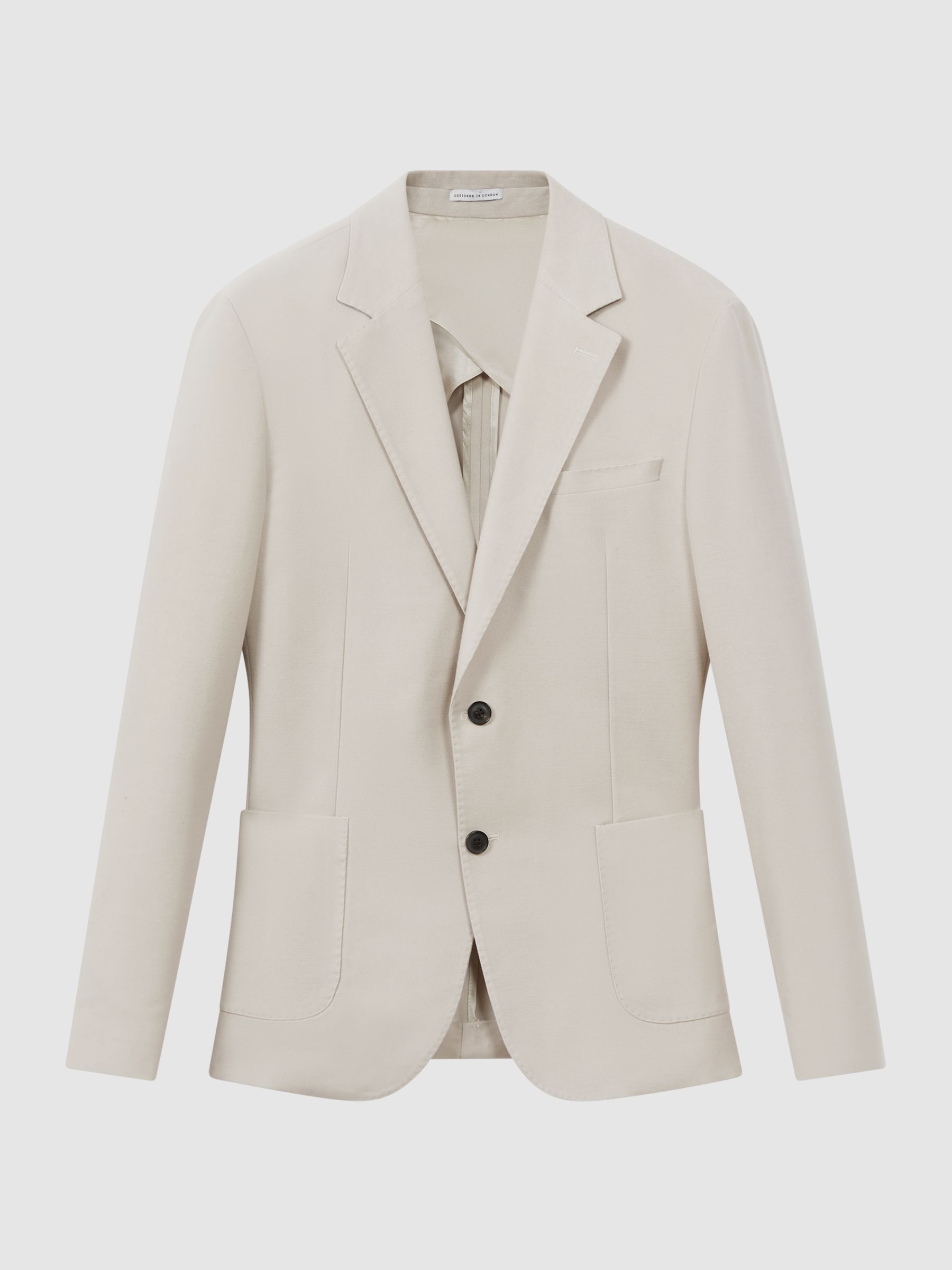 Reiss Slim Fit Single Breasted Moleskin Blazer in Stone | REISS