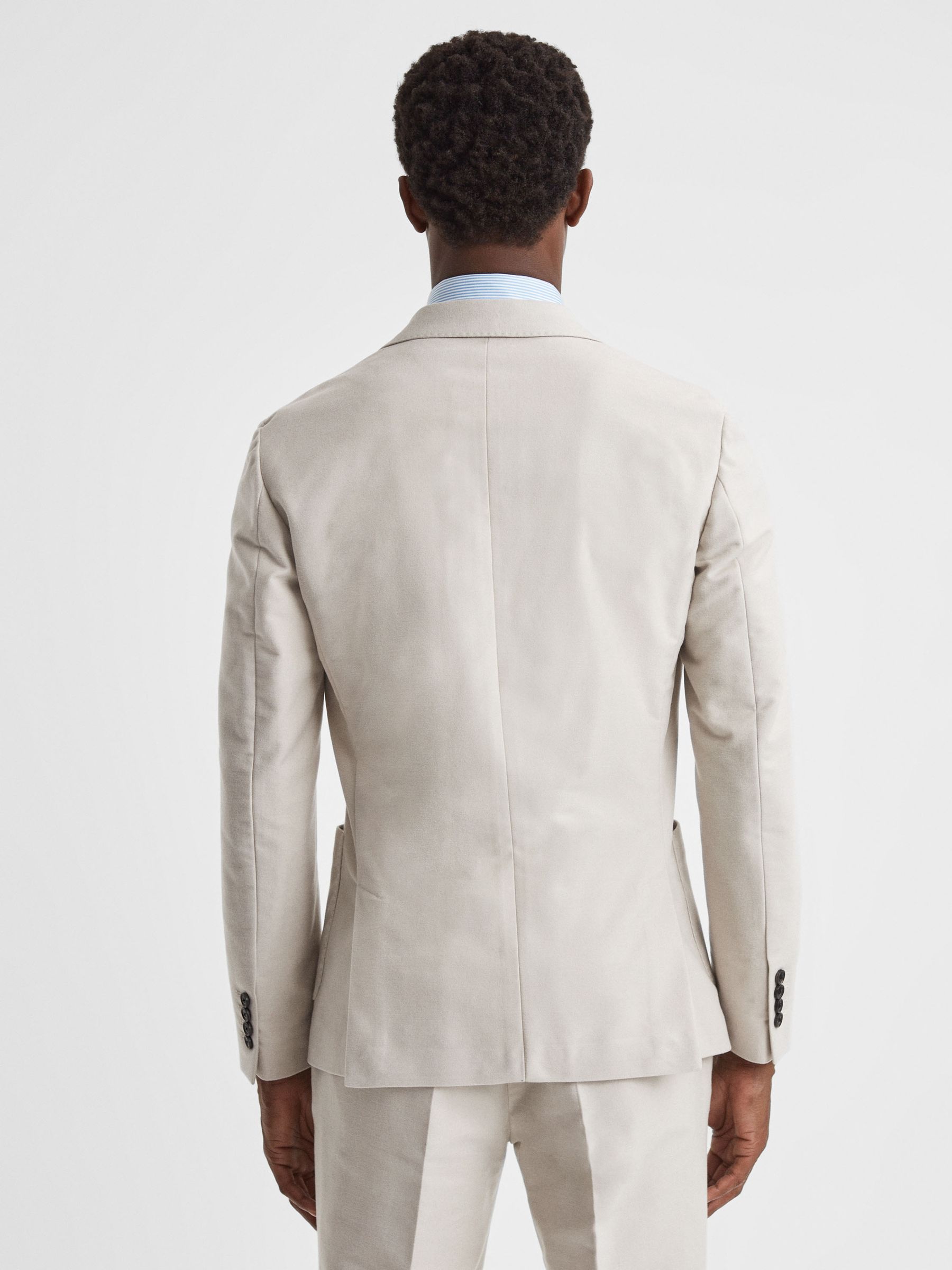 Slim Fit Single Breasted Moleskin Blazer in Stone - Image 5 of 9