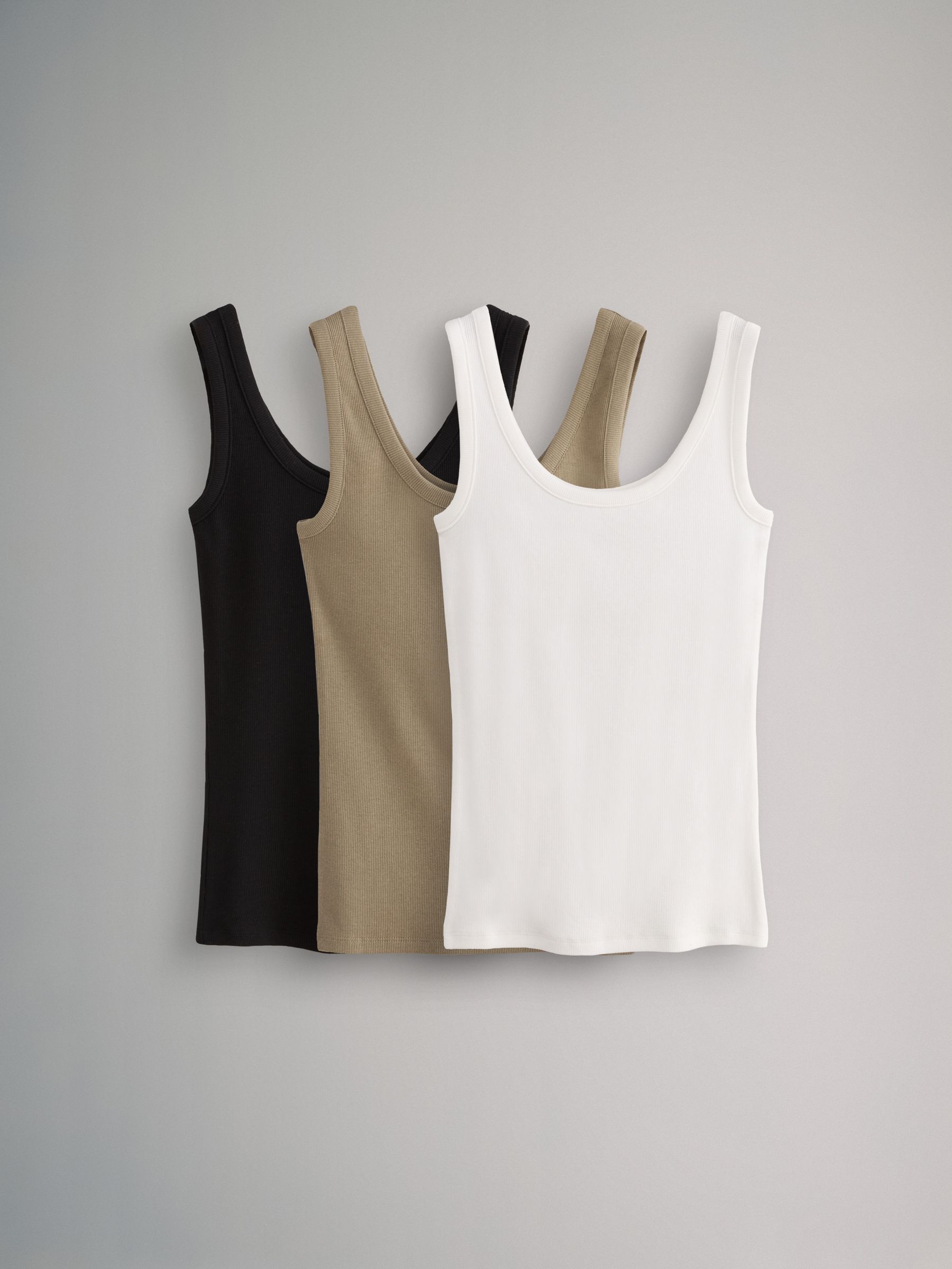 3 Pack Ribbed Scoop Neck Vests - Image 1 of 4