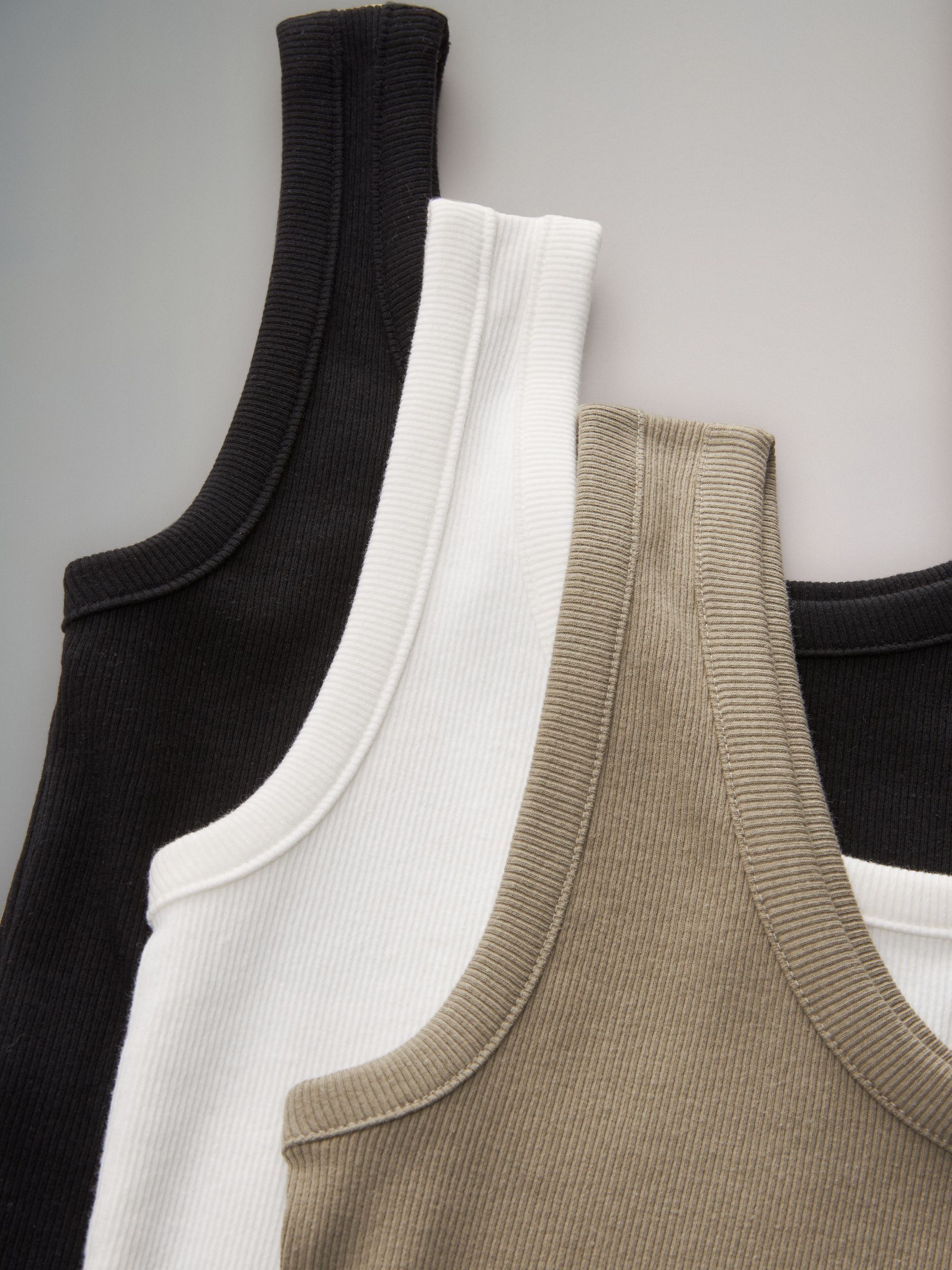 3 Pack Ribbed Scoop Neck Vests - Image 4 of 4