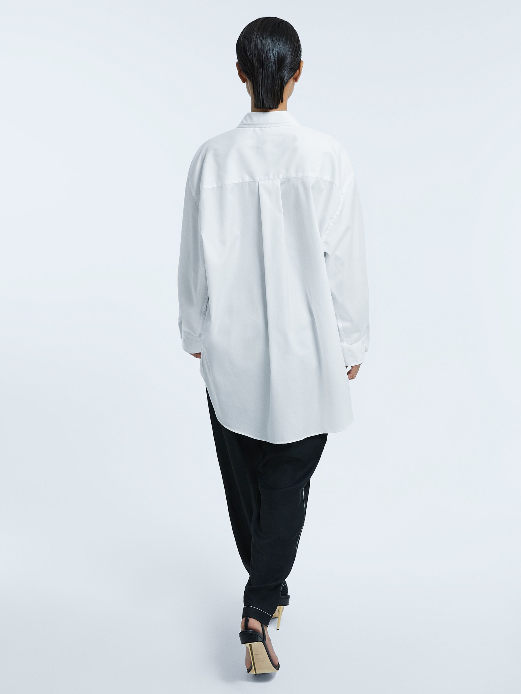 Oversized Button-Through Cotton Shirt in White - Image 5 of 6