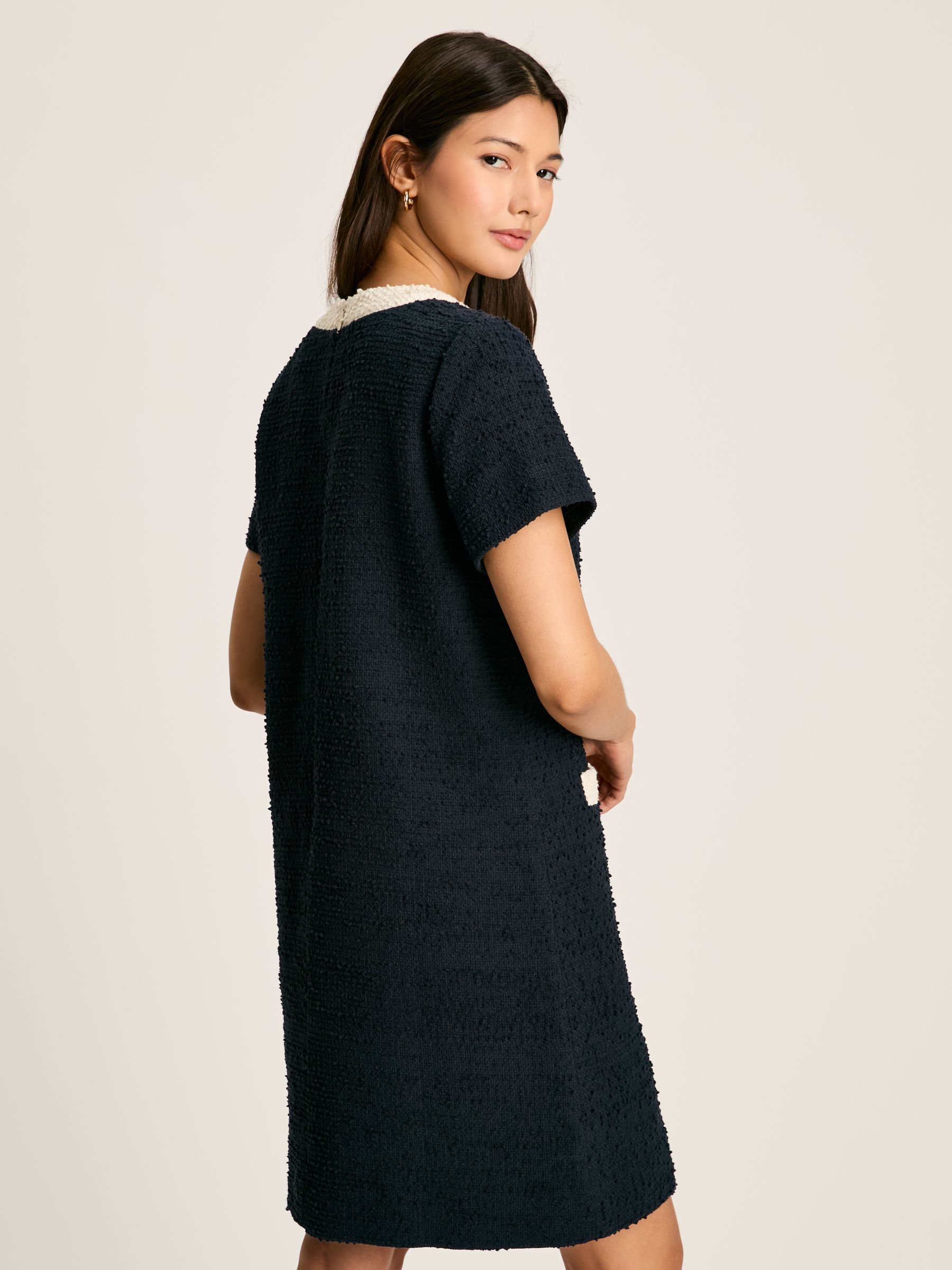 Celeste Navy Blue Mini Boucle Dress - Image 2 of 6