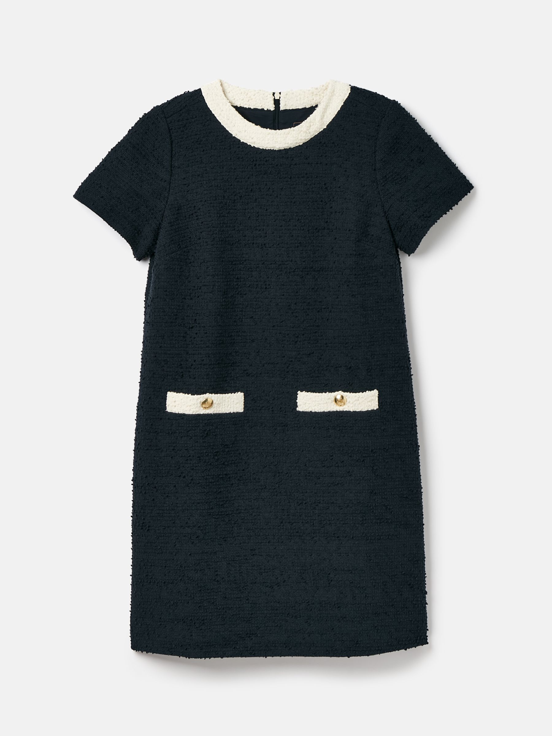 Celeste Navy Blue Mini Boucle Dress - Image 6 of 6