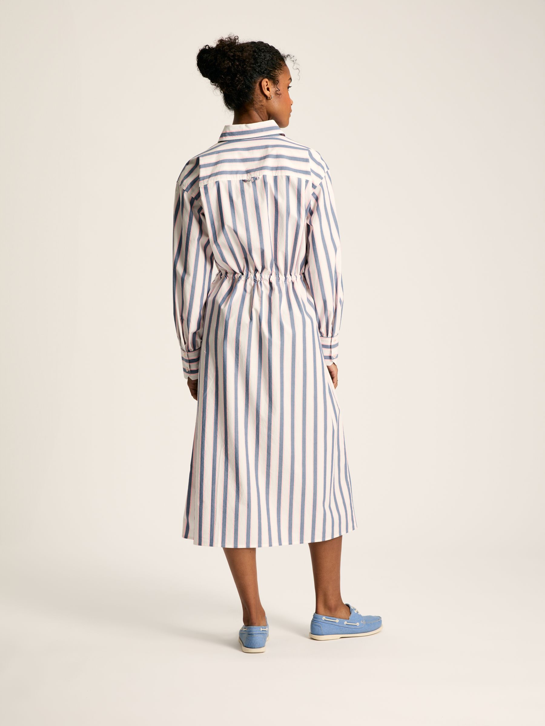 Francesca Blue Printed Tie Waist Shirt Dress - Image 2 of 9
