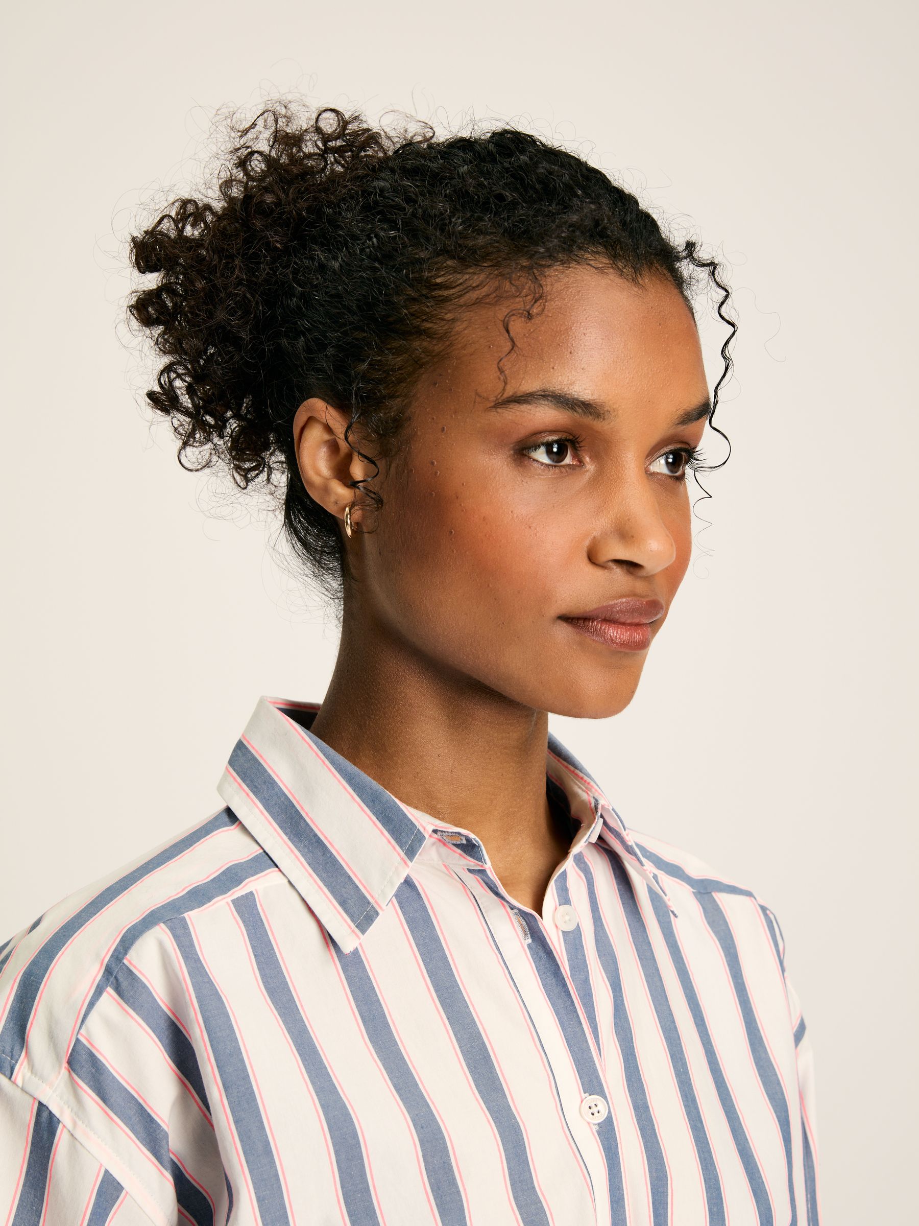 Francesca Blue Printed Tie Waist Shirt Dress - Image 4 of 9