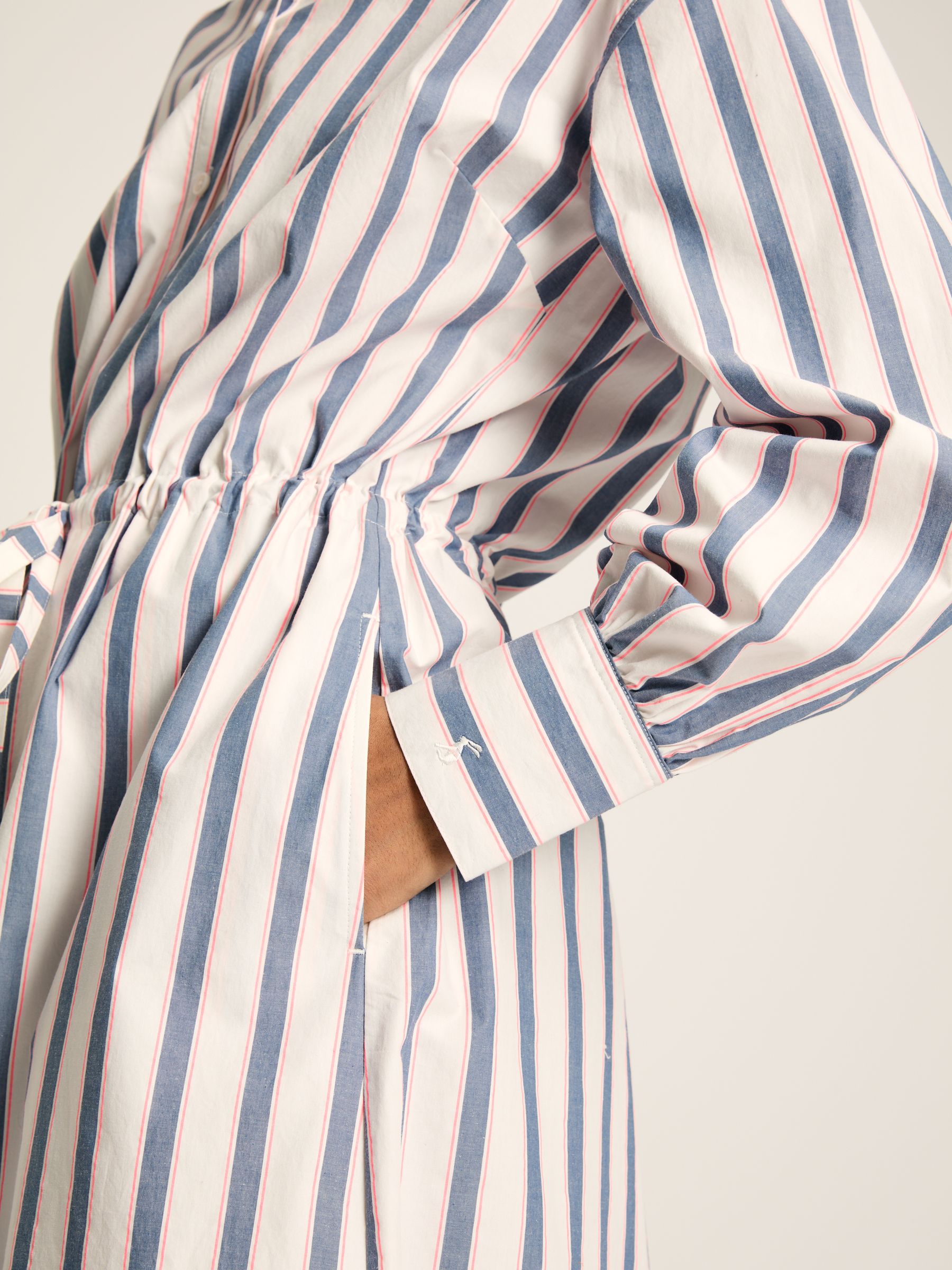 Francesca Blue Printed Tie Waist Shirt Dress - Image 5 of 9