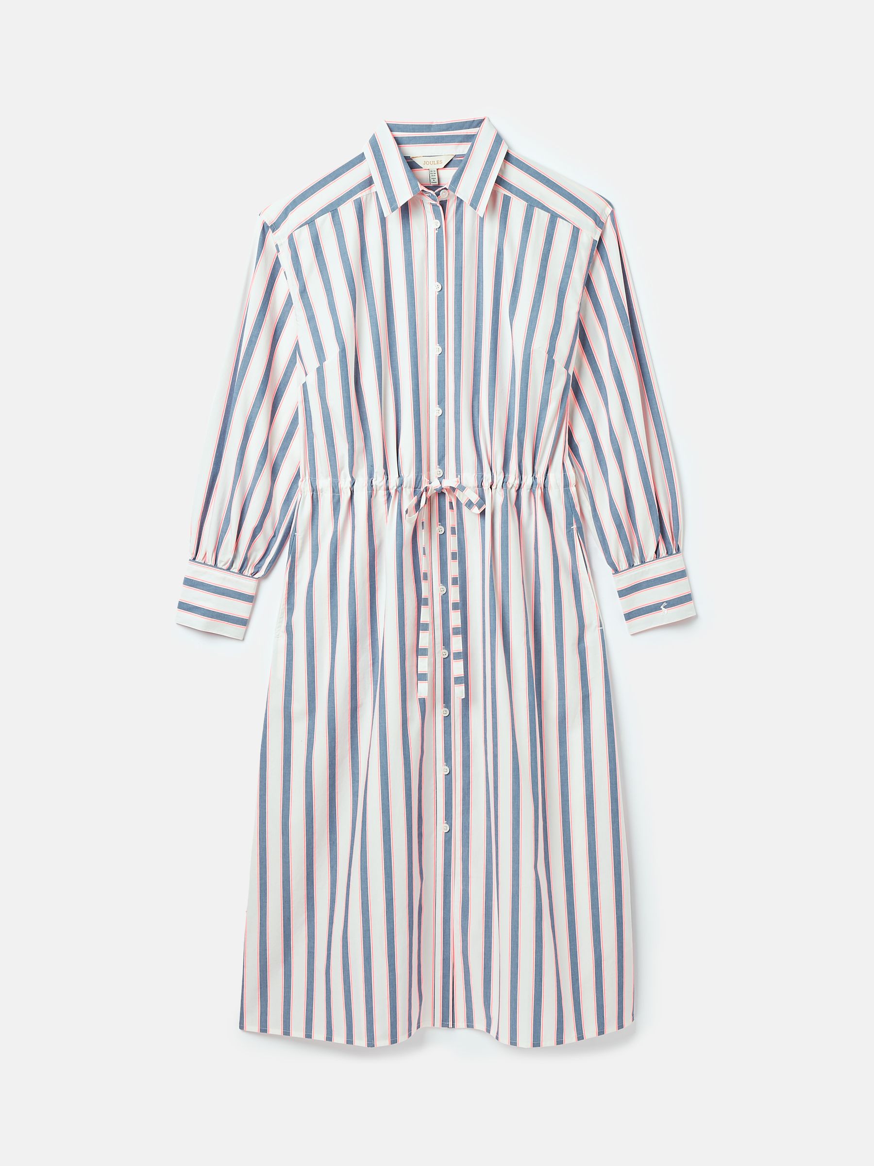 Francesca Blue Printed Tie Waist Shirt Dress - Image 9 of 9
