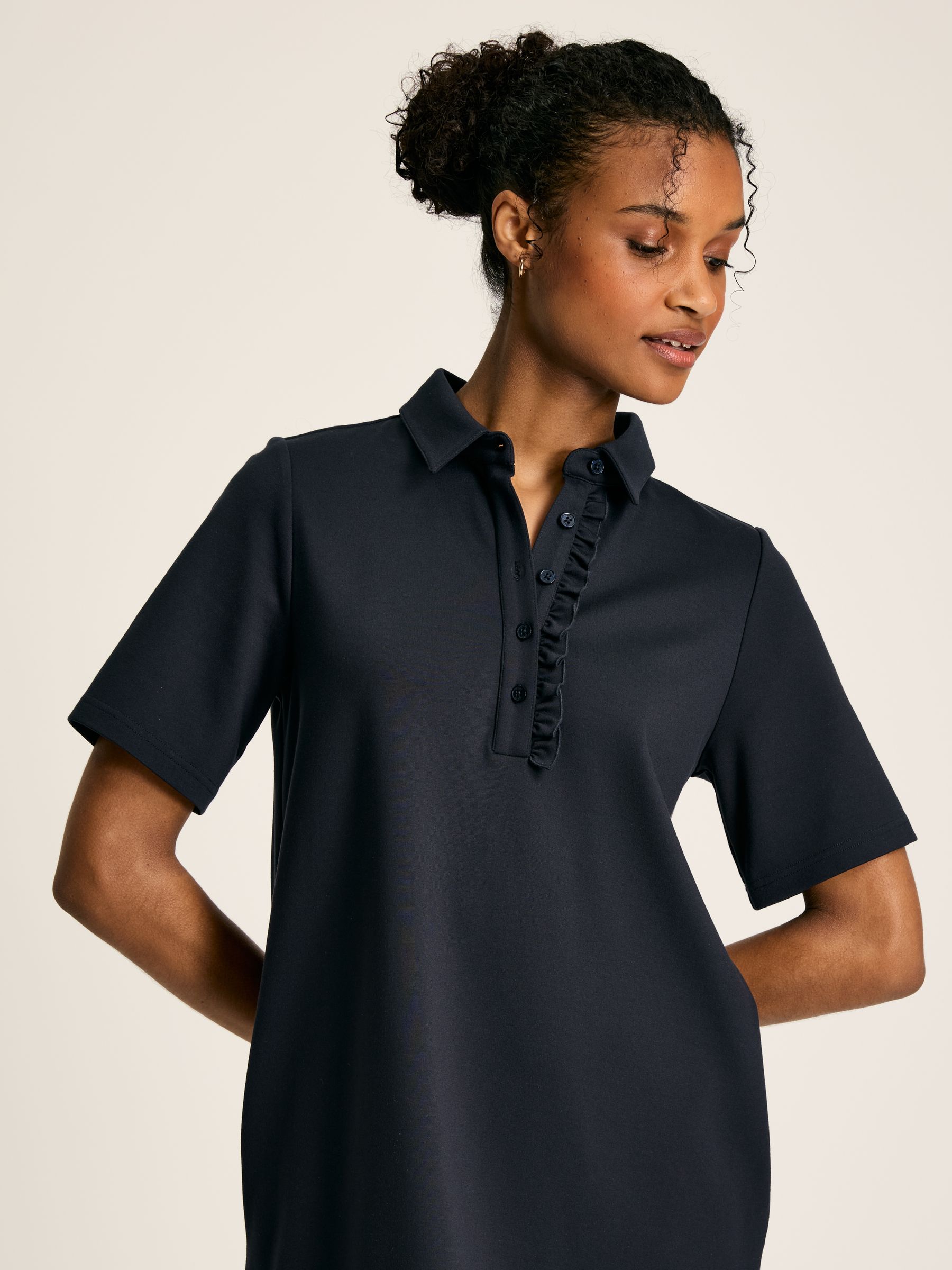 Effy Navy Blue Ponte Polo Mini Dress - Image 2 of 6