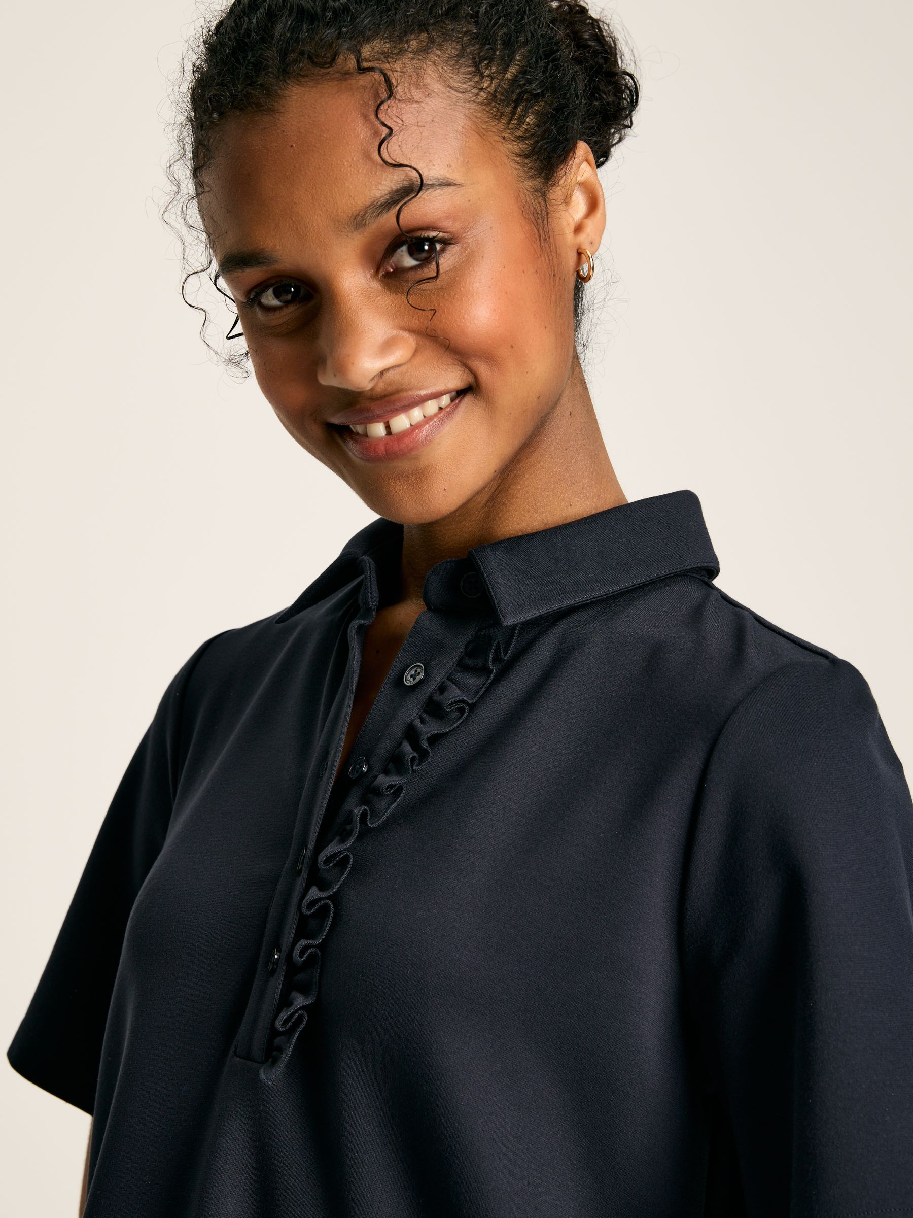 Effy Navy Blue Ponte Polo Mini Dress - Image 3 of 6