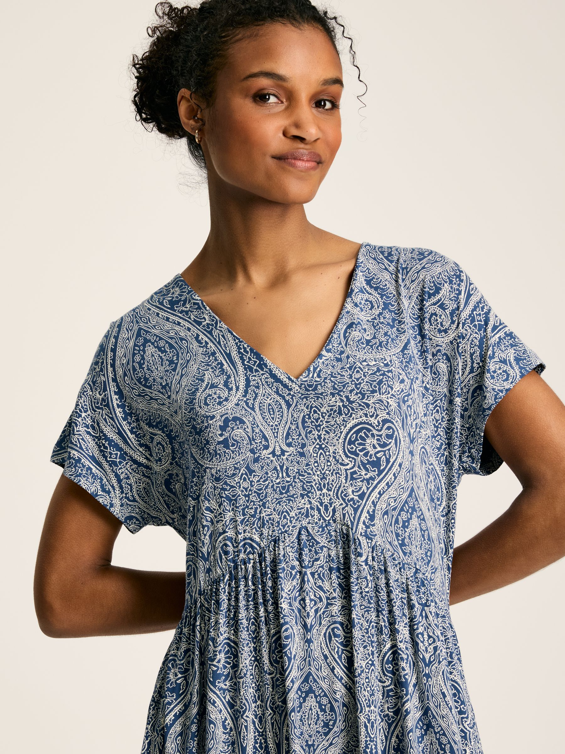 Nia Blue Jersey V-Neck Beach Dress - Image 4 of 7