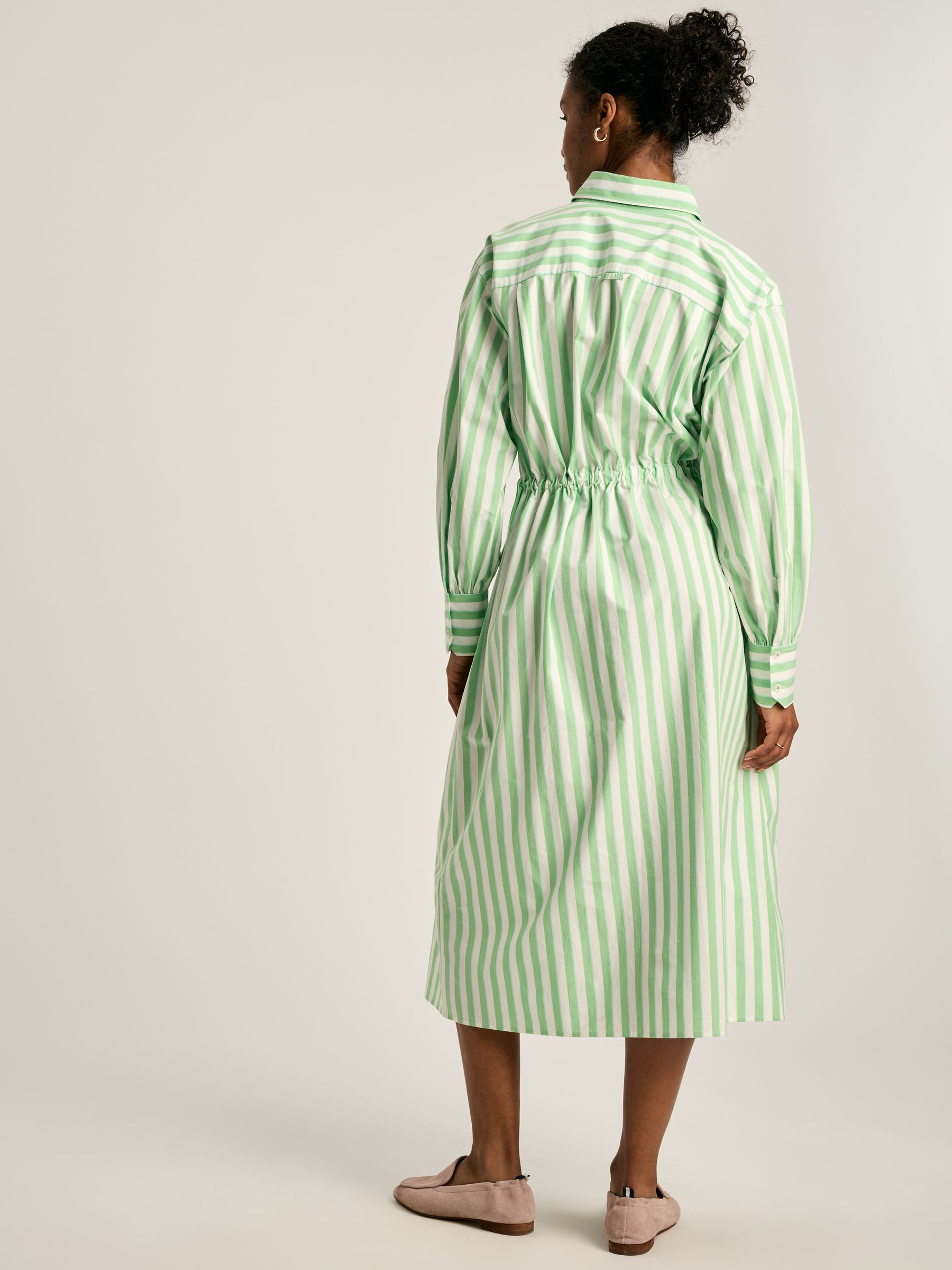 Francesca Green & White Tie Waist Shirt Dress - Image 2 of 7