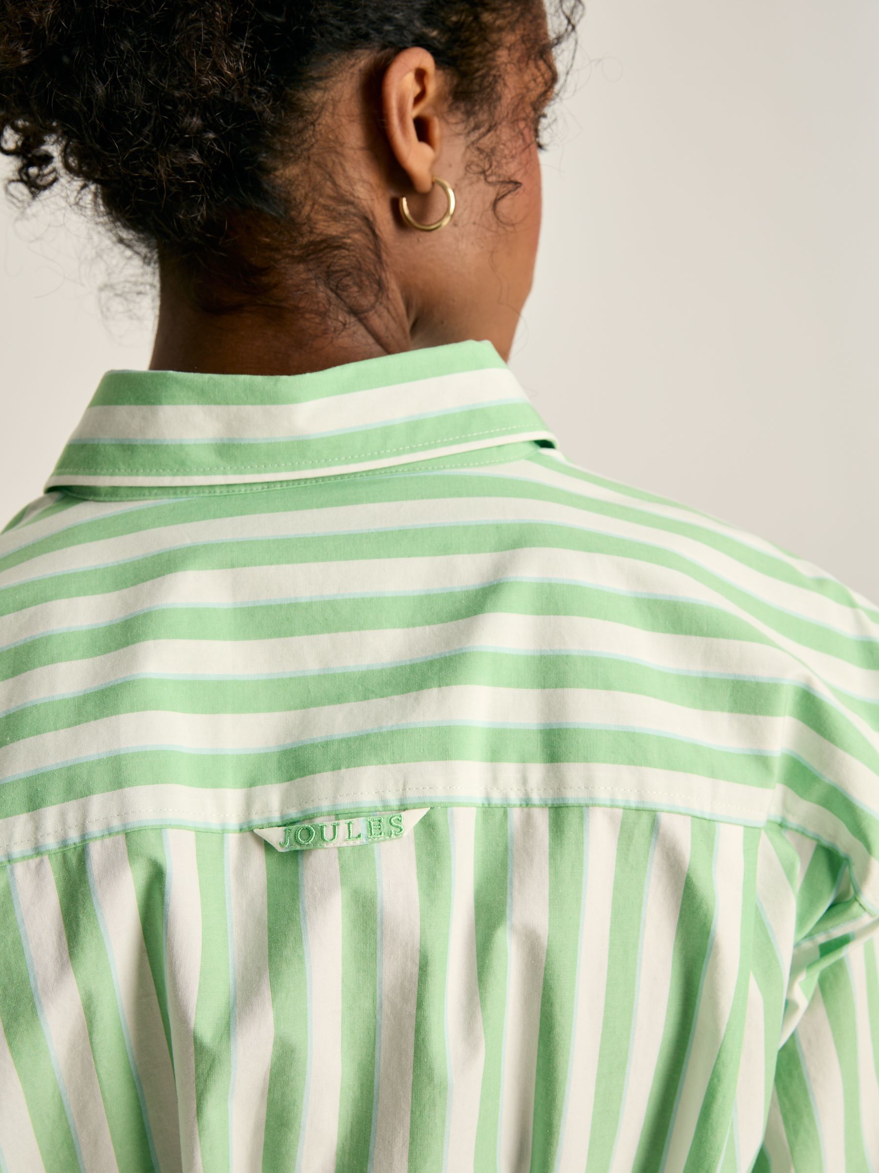 Francesca Green & White Tie Waist Shirt Dress - Image 5 of 7
