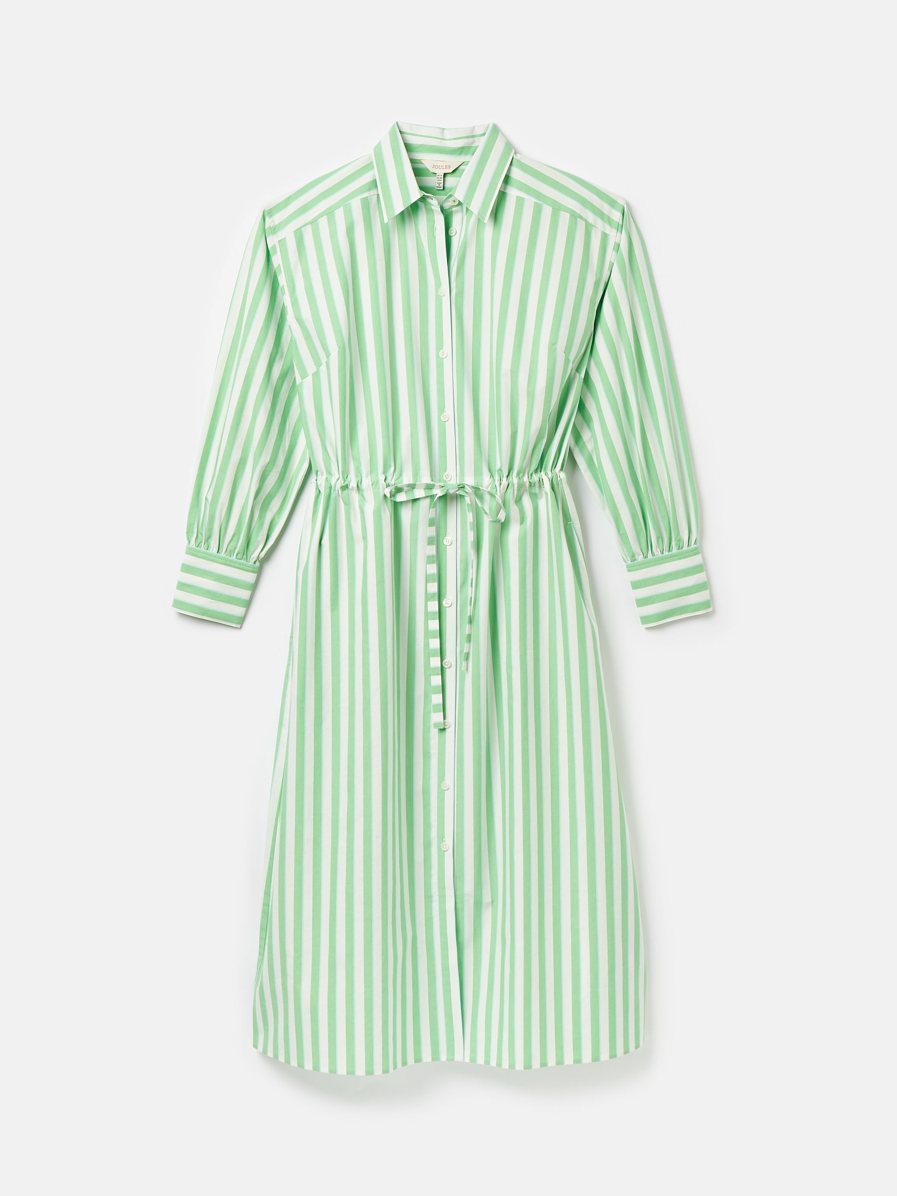 Francesca Green & White Tie Waist Shirt Dress - Image 7 of 7