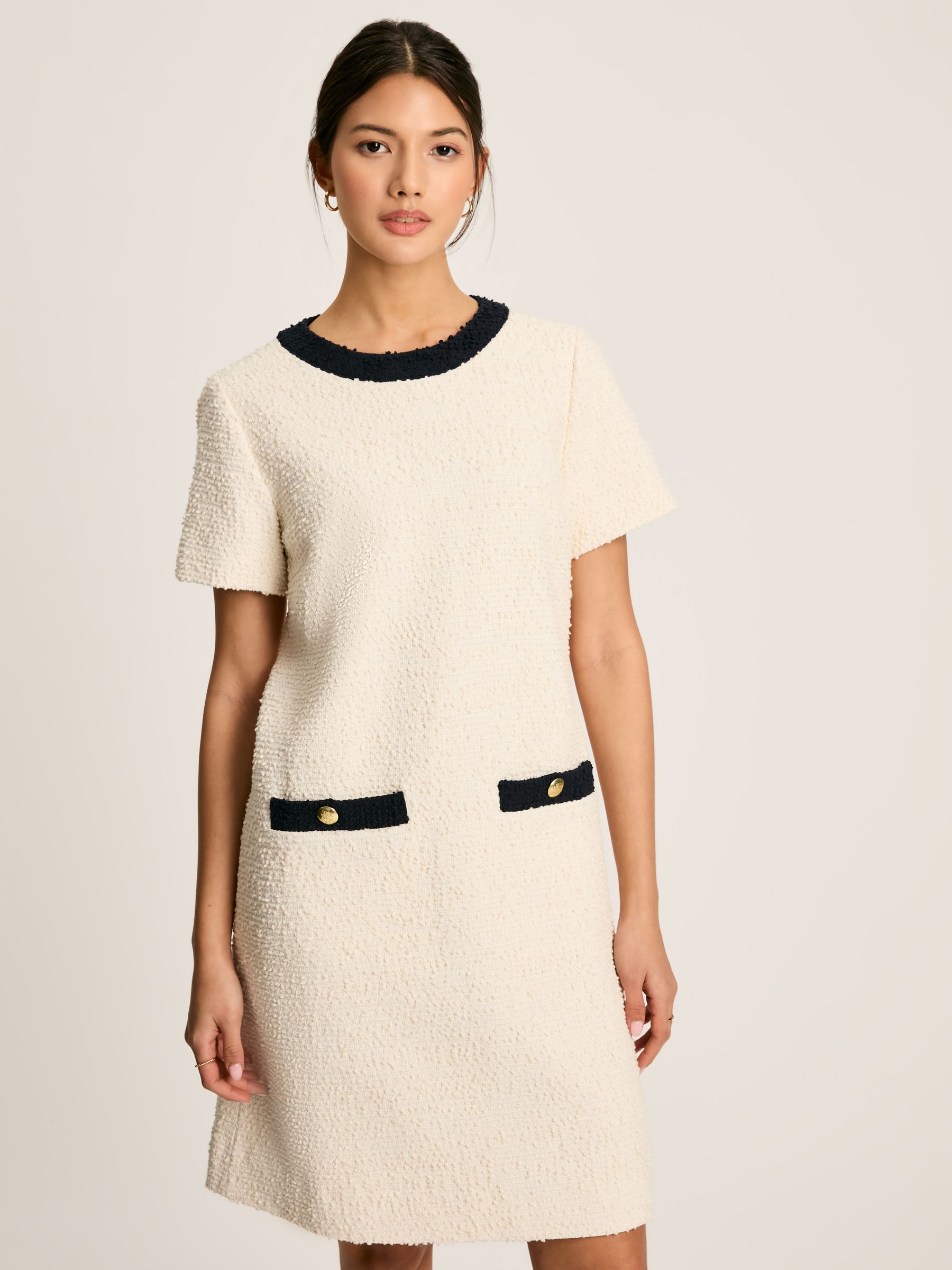 Celeste Cream Mini Boucle Dress - Image 1 of 6