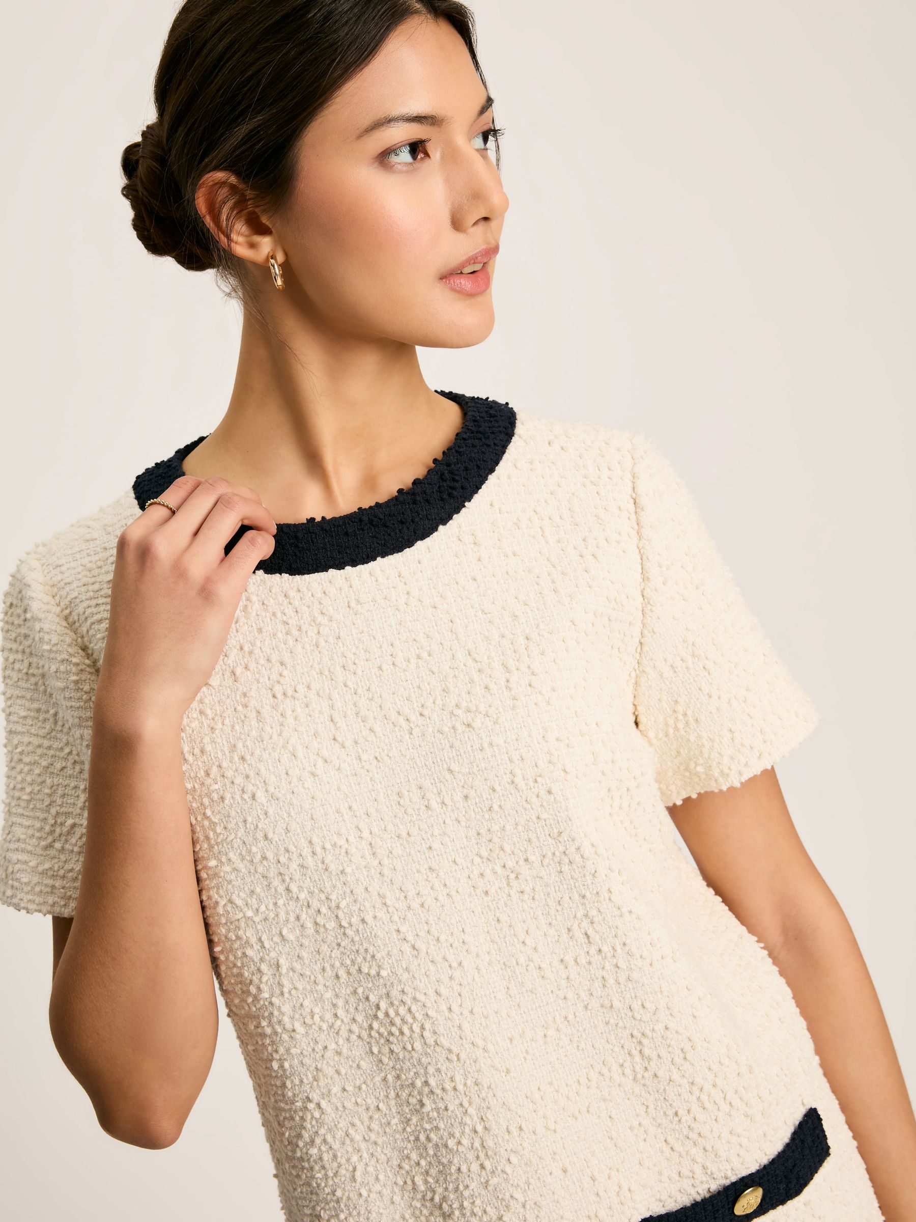 Celeste Cream Mini Boucle Dress - Image 4 of 6