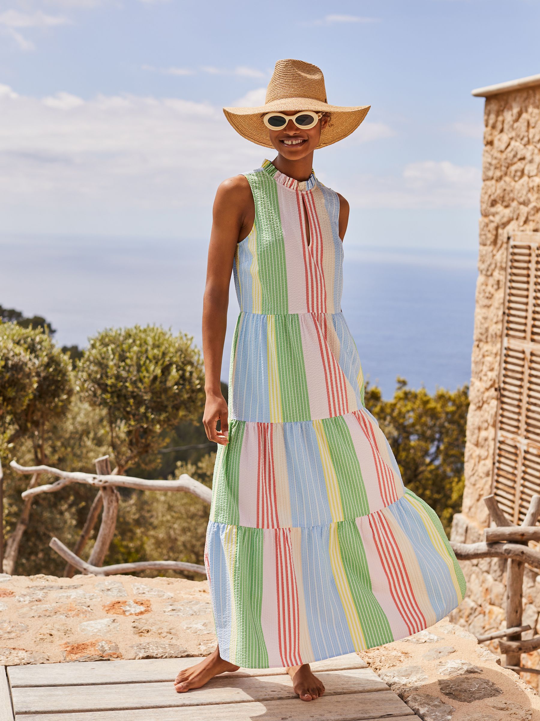 Dolcie Multi Seersucker Maxi Sundress Joules