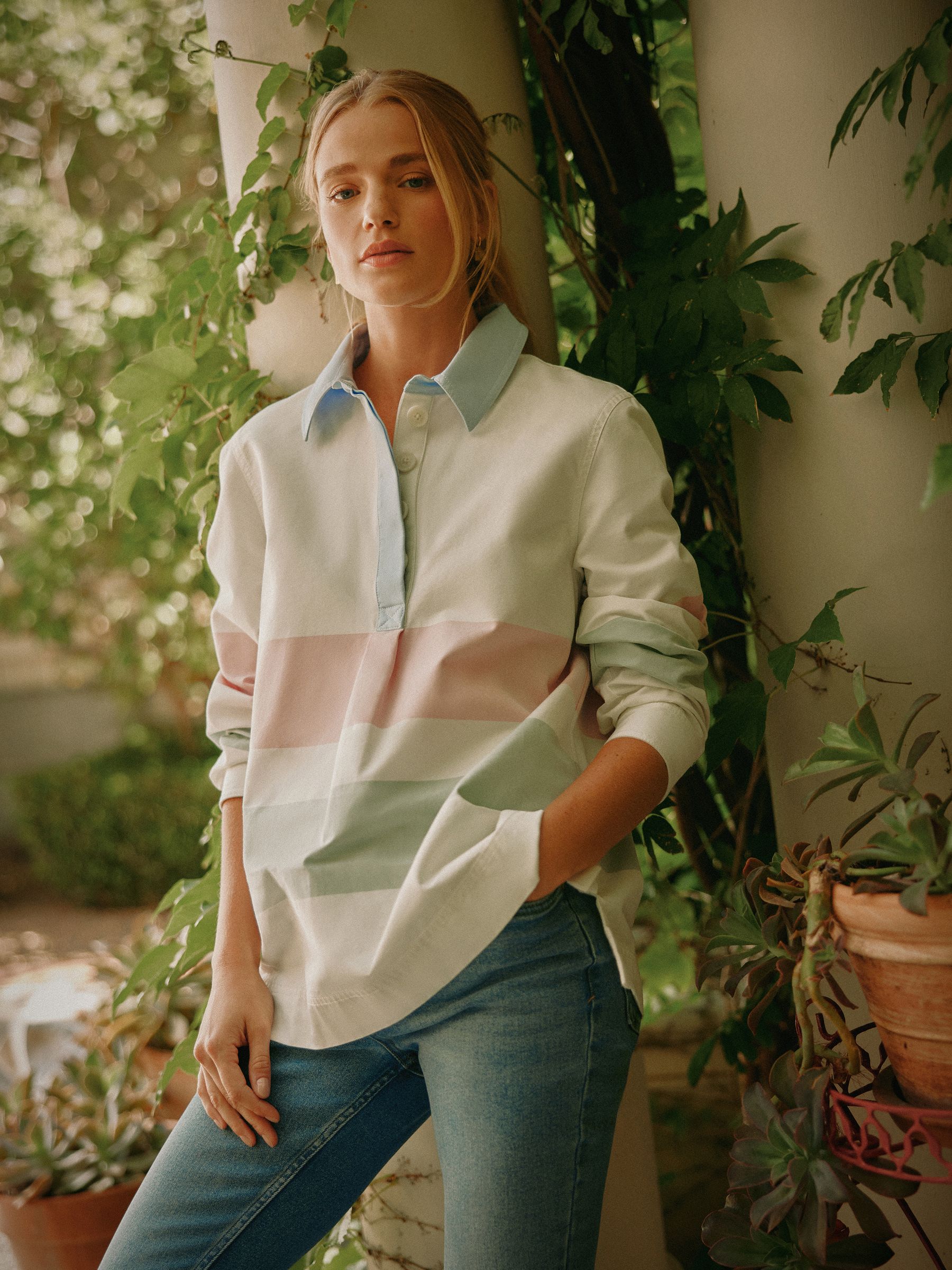 Brinley Chalk White Cotton Deck Shirt - Image 8 of 8