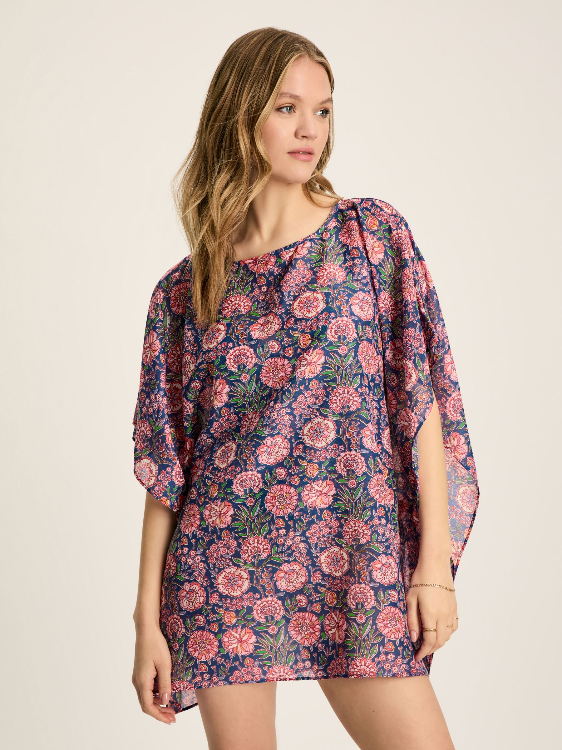 Rosanna Navy & Pink Beach Cover-Up - Image 1 of 7