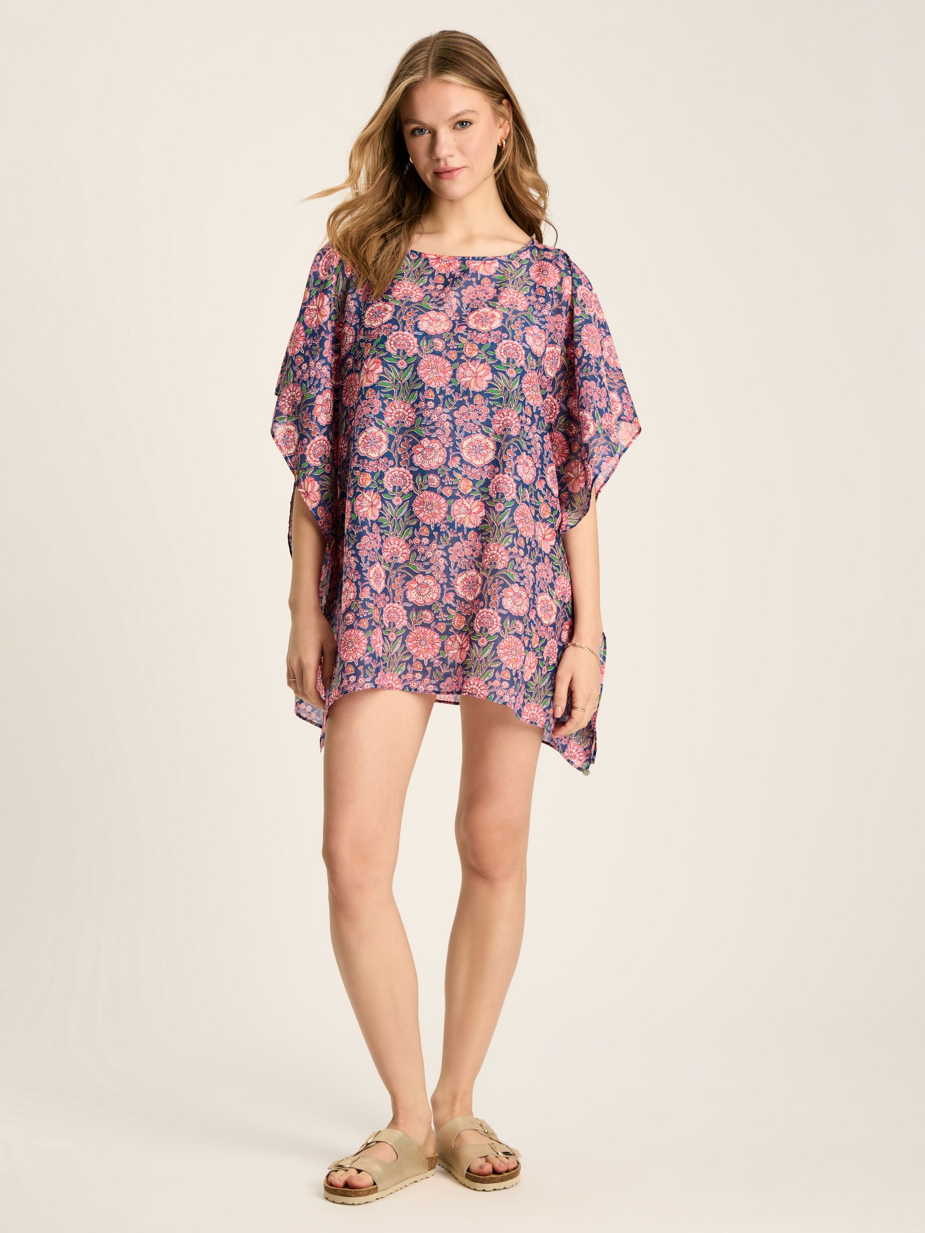 Rosanna Navy & Pink Beach Cover-Up - Image 4 of 7
