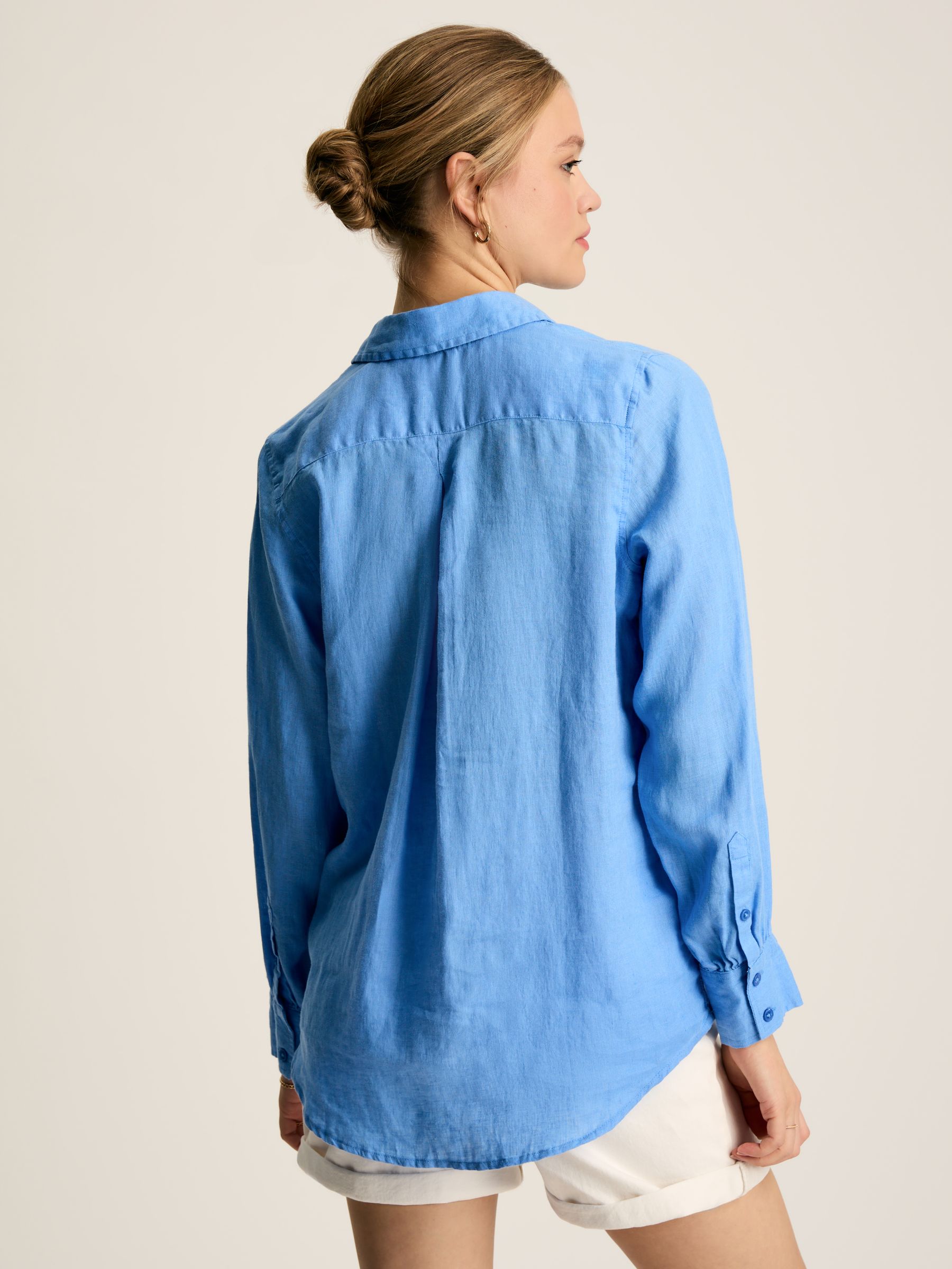 Selene Blue 100% Linen Shirt - Image 3 of 6