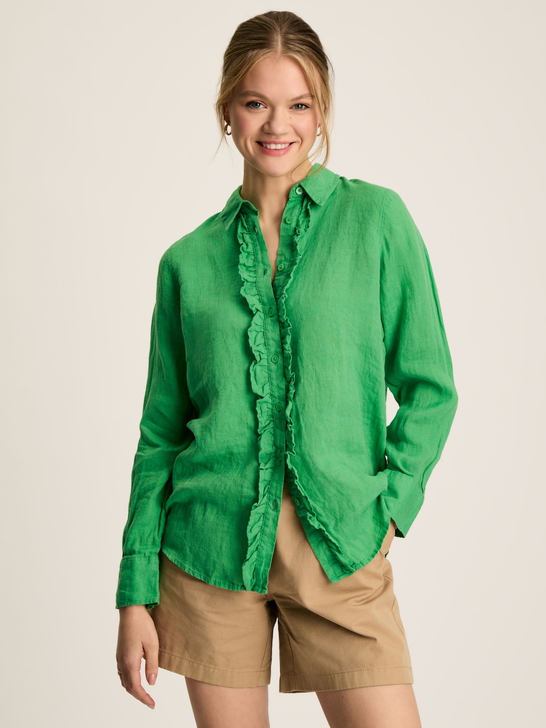 Selene Green 100% Linen Shirt - Image 1 of 9