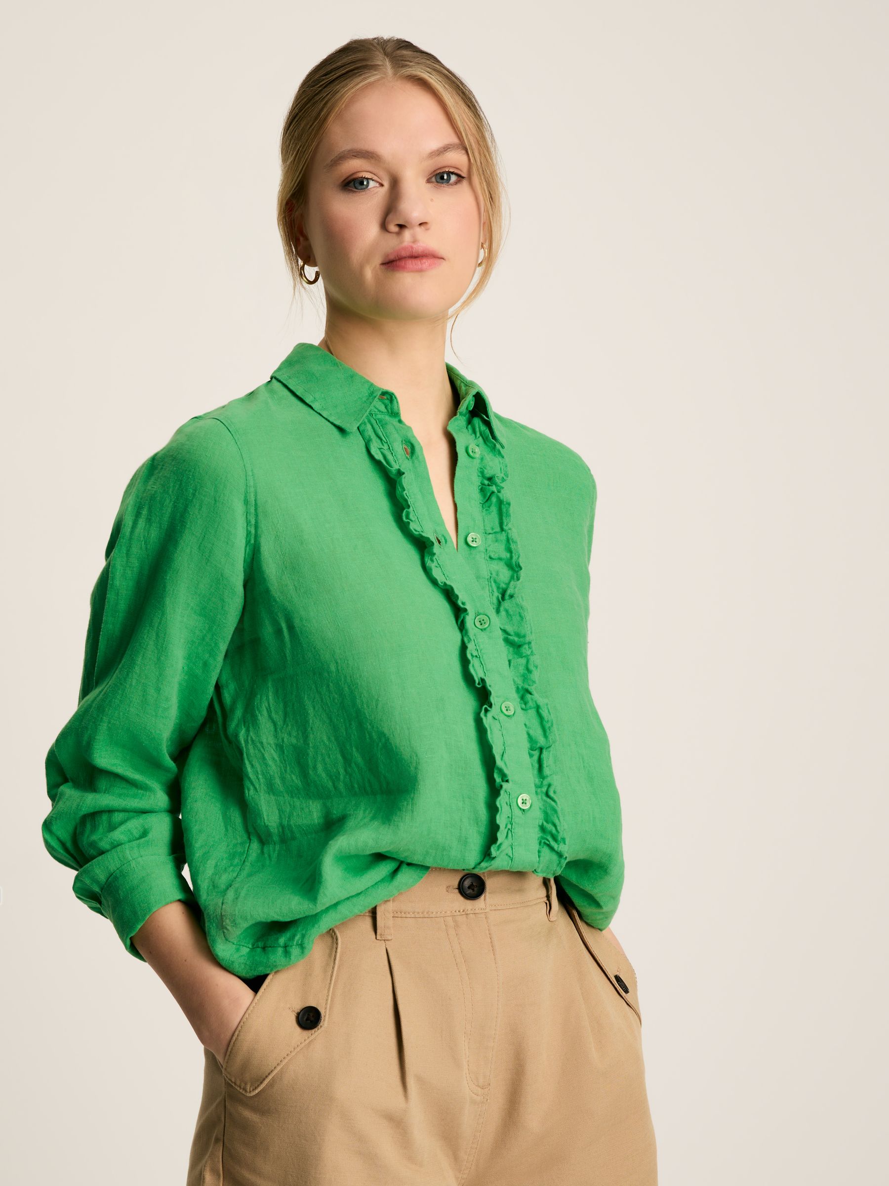 Selene Green 100% Linen Shirt - Image 2 of 9