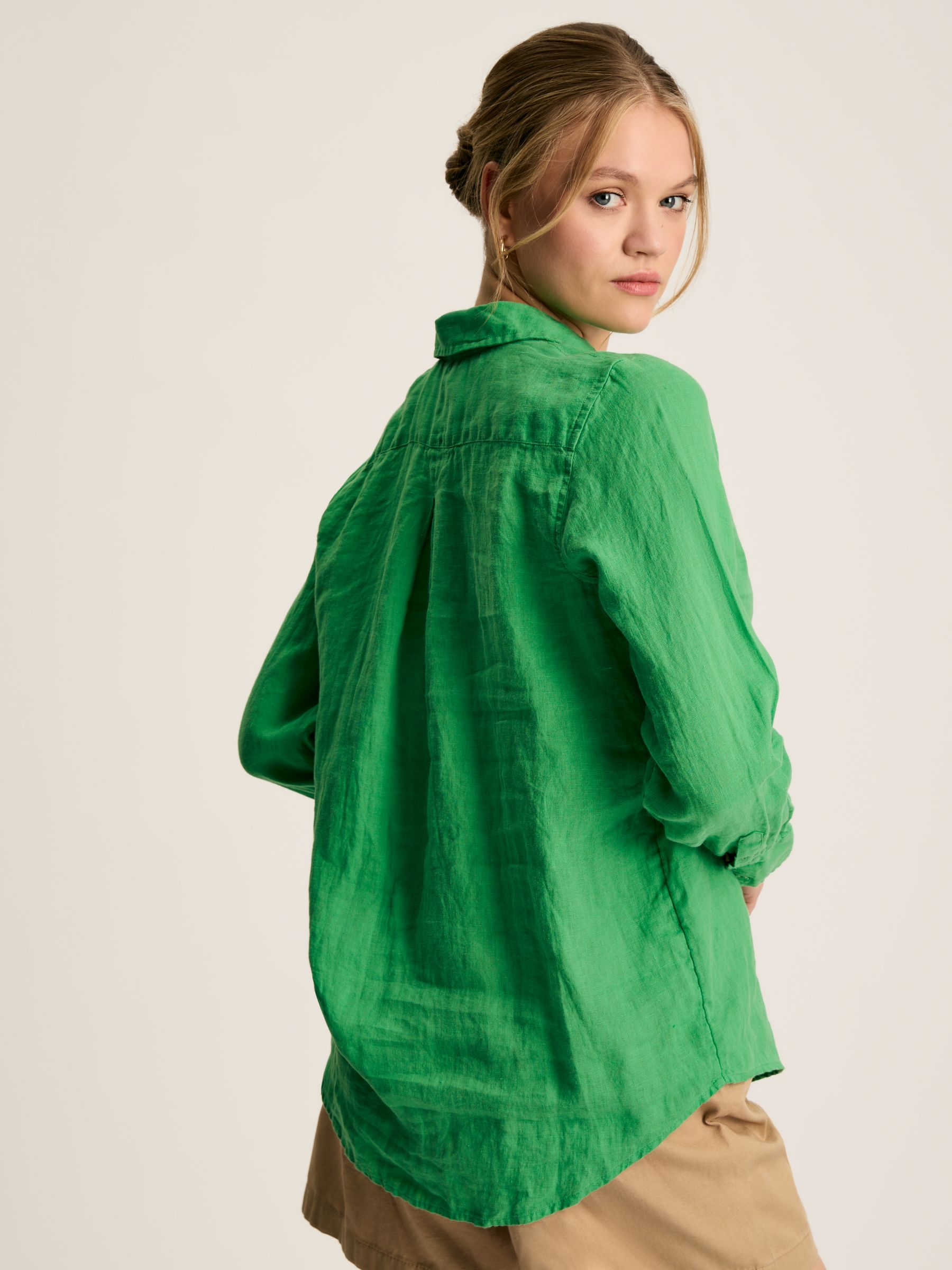 Selene Green 100% Linen Shirt - Image 3 of 9