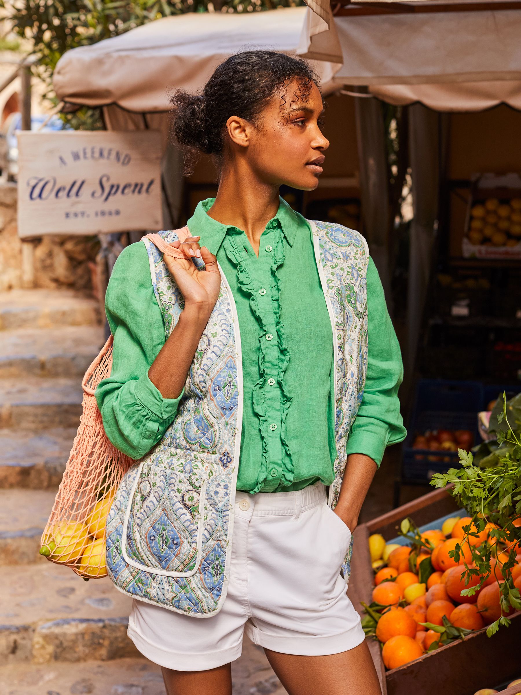 Selene Green 100% Linen Shirt - Image 7 of 9