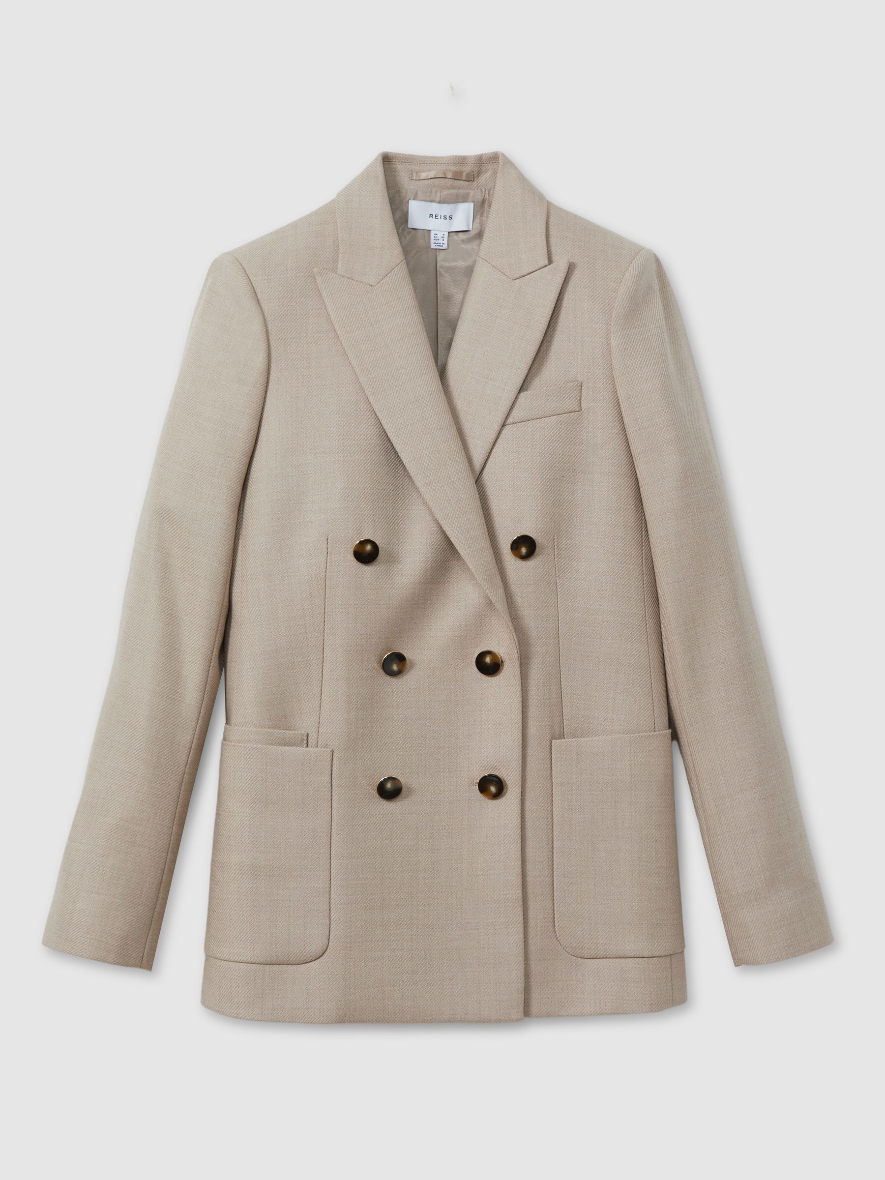 Wool Blend Double Breasted Blazer in Neutral - Image 2 of 6
