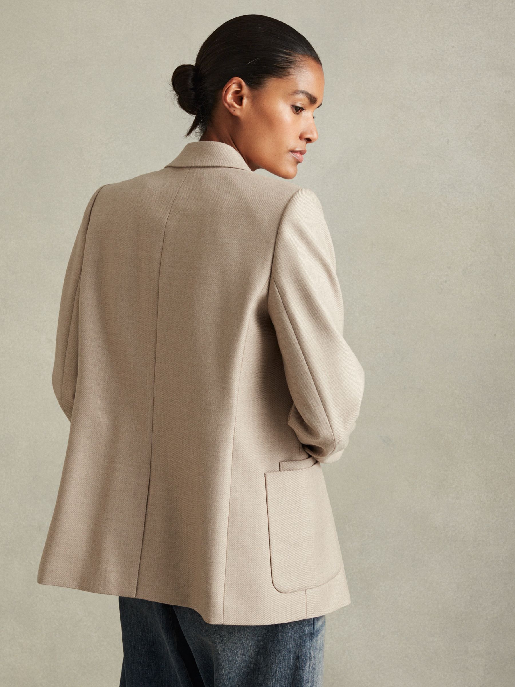 Wool Blend Double Breasted Blazer in Neutral - Image 5 of 6